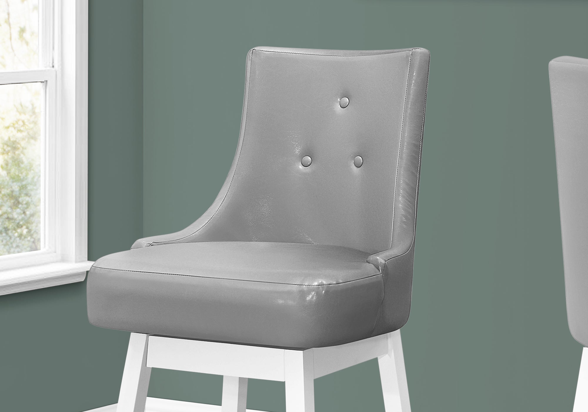 2-Pack Grey Leather-Look Swivel Bar Stools 46