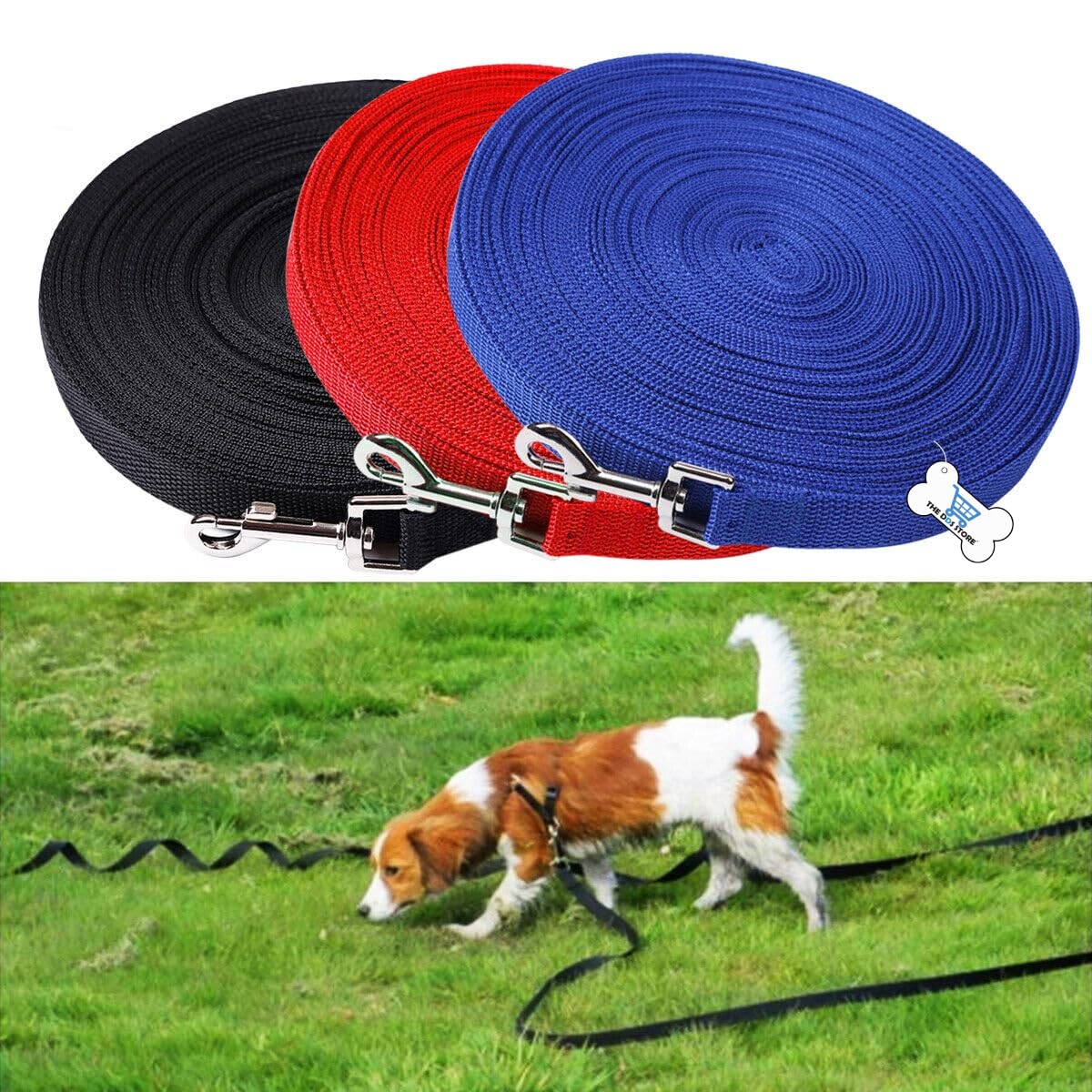 Durable 10FT Long Dog Leash for Small, Medium & Large Dogs - Heavy Duty Training Lead for Obedience, Recall & Agility - Perfect for Camping, Hiking & Outdoor Adventures (Black)