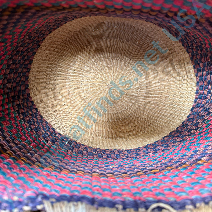 Vintage African Kiondo Kenya Handwoven Straw Market Tote Bag with Leather Straps - Eco-Friendly Shopping Bag for Beach, Farmers Market & Travel Accessories