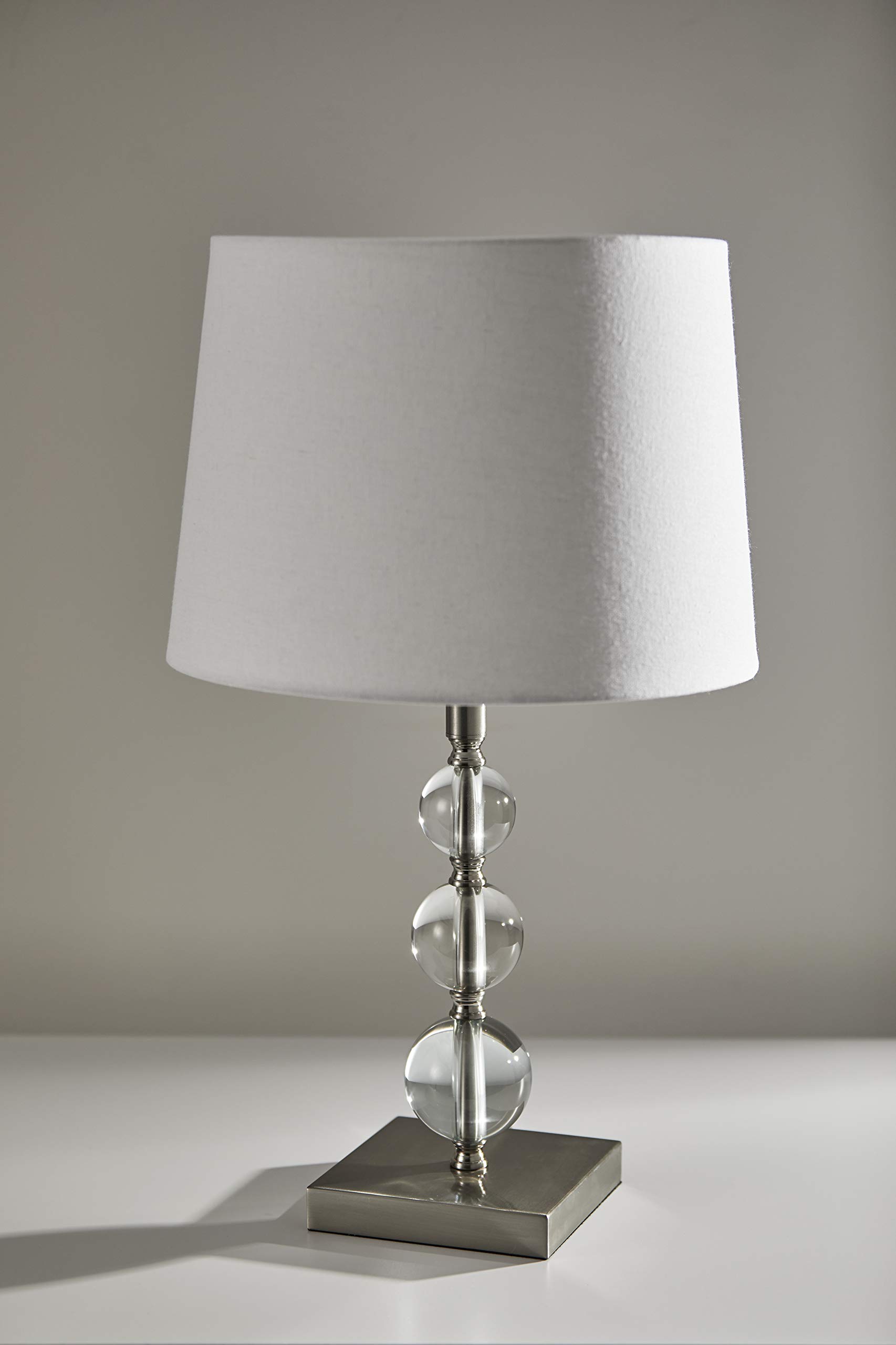 Adesso 1585-22 Olivia 3-Piece Floor Lamp Set - 60.5 Inch Tall & 23 Inch Wide - 150W Brushed Steel & White Finish - Modern Living Room Lighting for Home Decor, Bedroom, Office