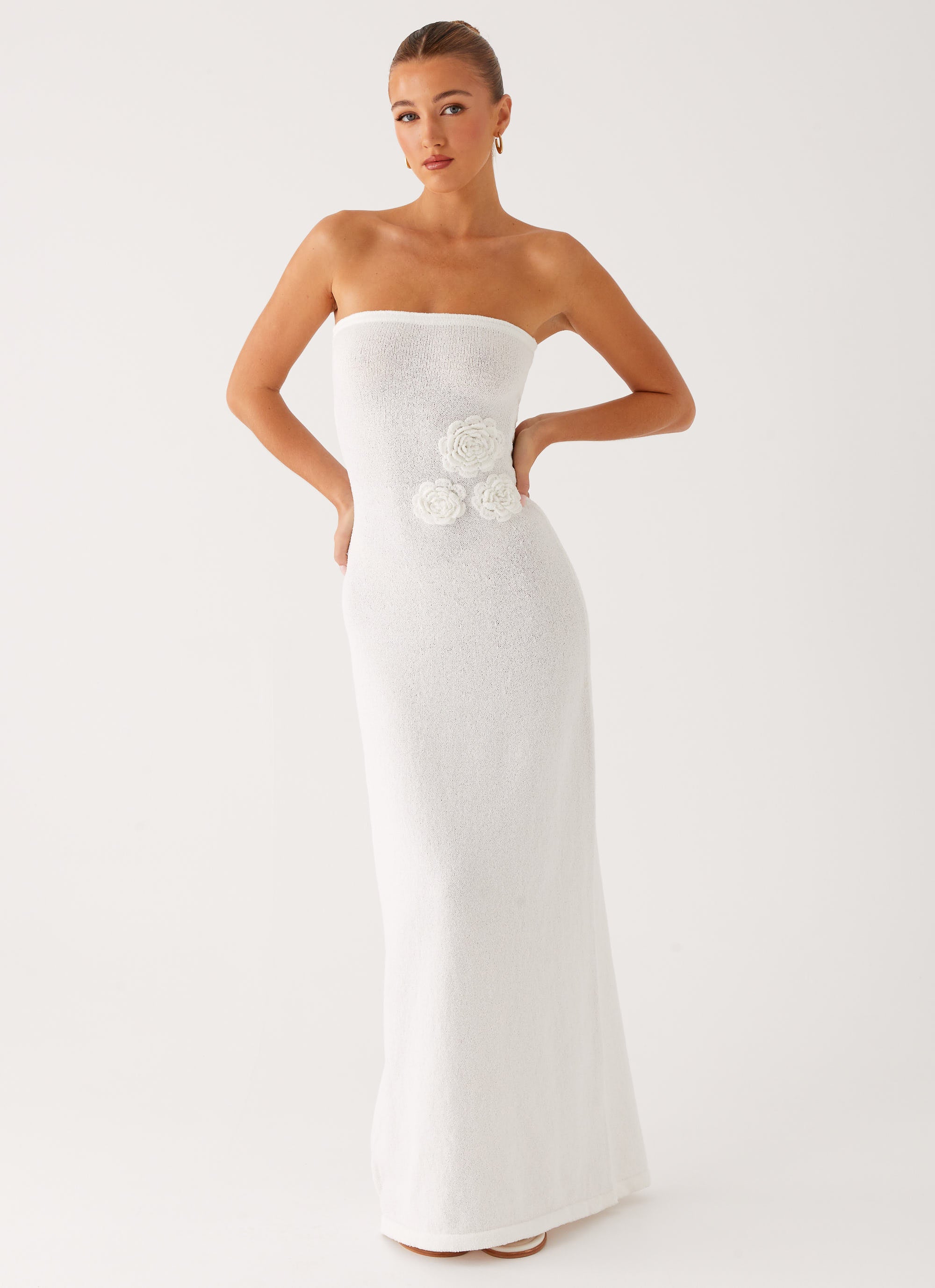 Arli Strapless Maxi Dress for Women - Elegant Ivory Long Formal Gown for Weddings, Parties & Special Occasions