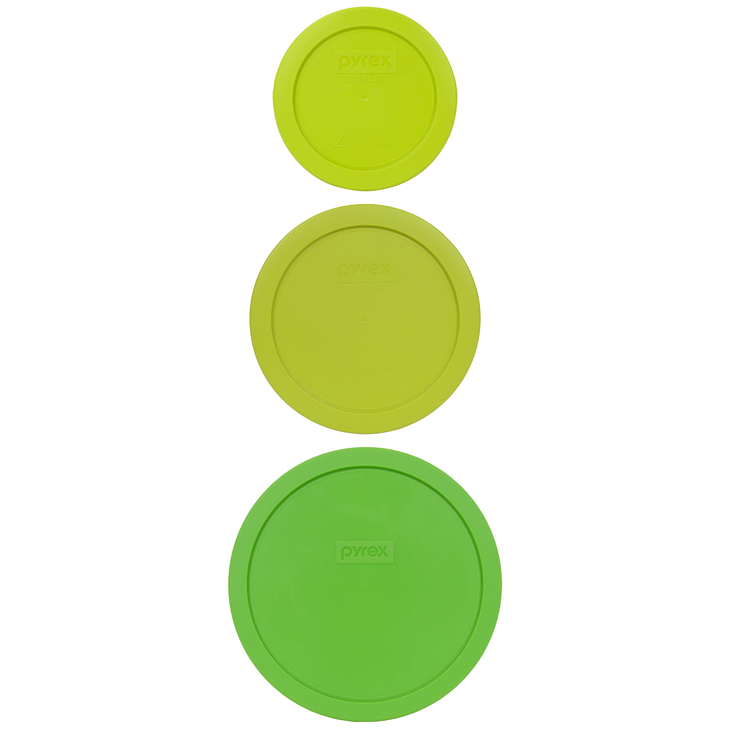 Pyrex Glass Food Storage Containers Set - 2 Cup, 4 Cup & 7 Cup with Green Lids - Airtight, Microwave & Freezer Safe - Perfect for Meal Prep, Leftovers & Pantry Organization