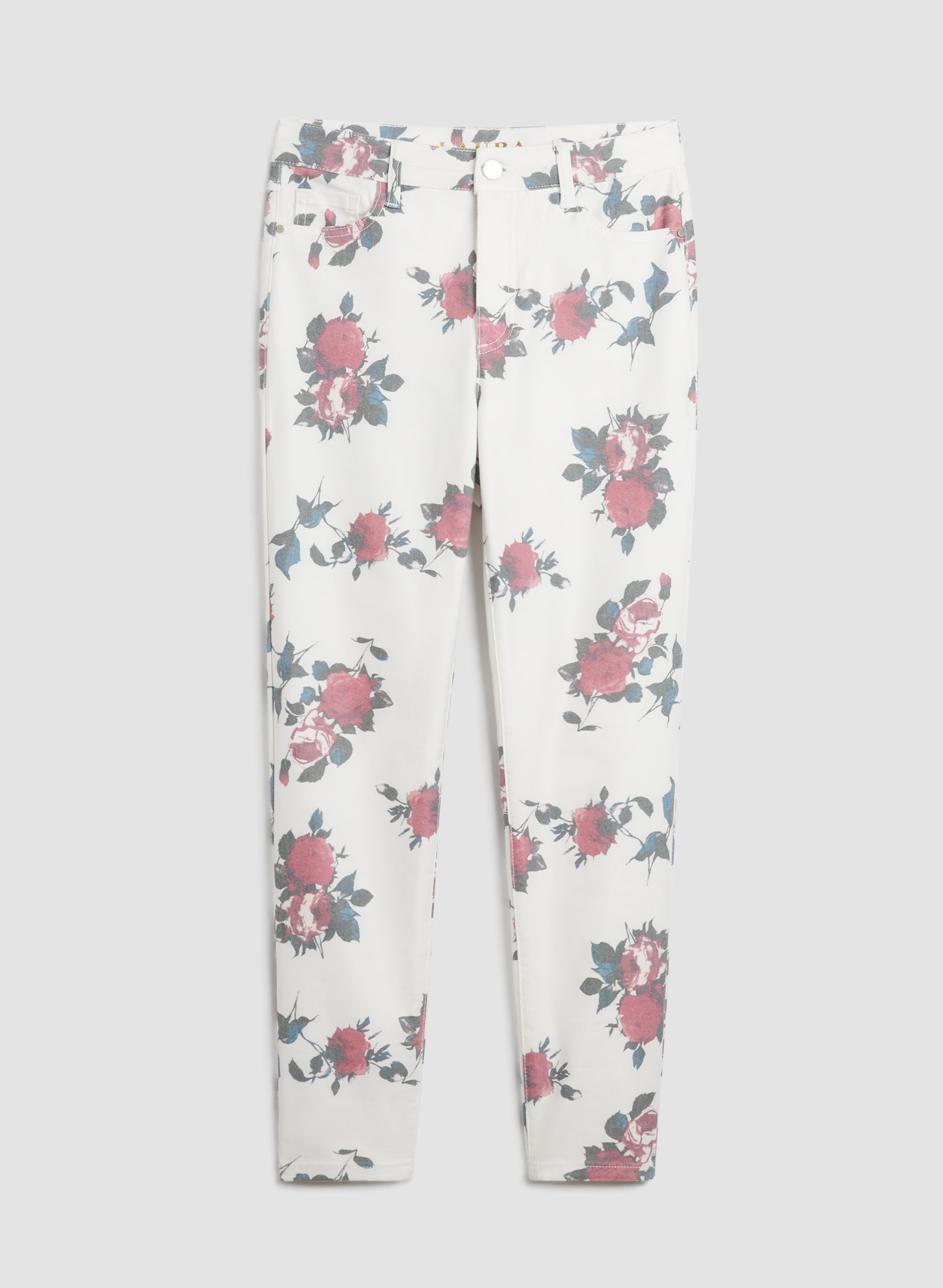 Floral Print Slim Leg Jeans for Women - High Waisted Skinny Jeans with Stretch - Comfortable & Stylish for Casual Wear, Office, and Date Night