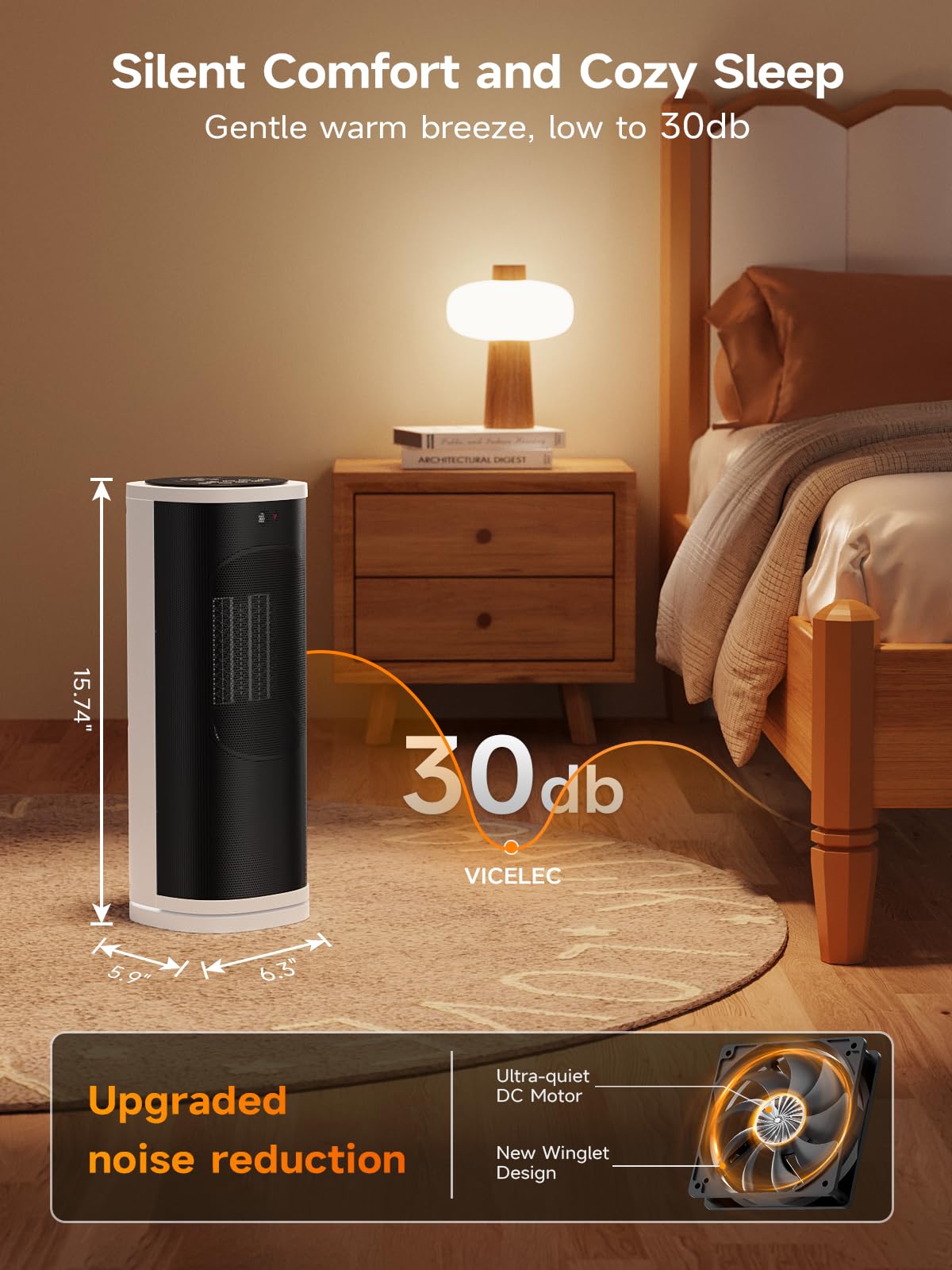 1500W Portable Ceramic Space Heater with Thermostat & Remote - 60° Oscillation, 12H Timer, Fast Heating for Bedroom, Home Office | Indoor Electric Heater for Winter Warmth & Energy Efficiency