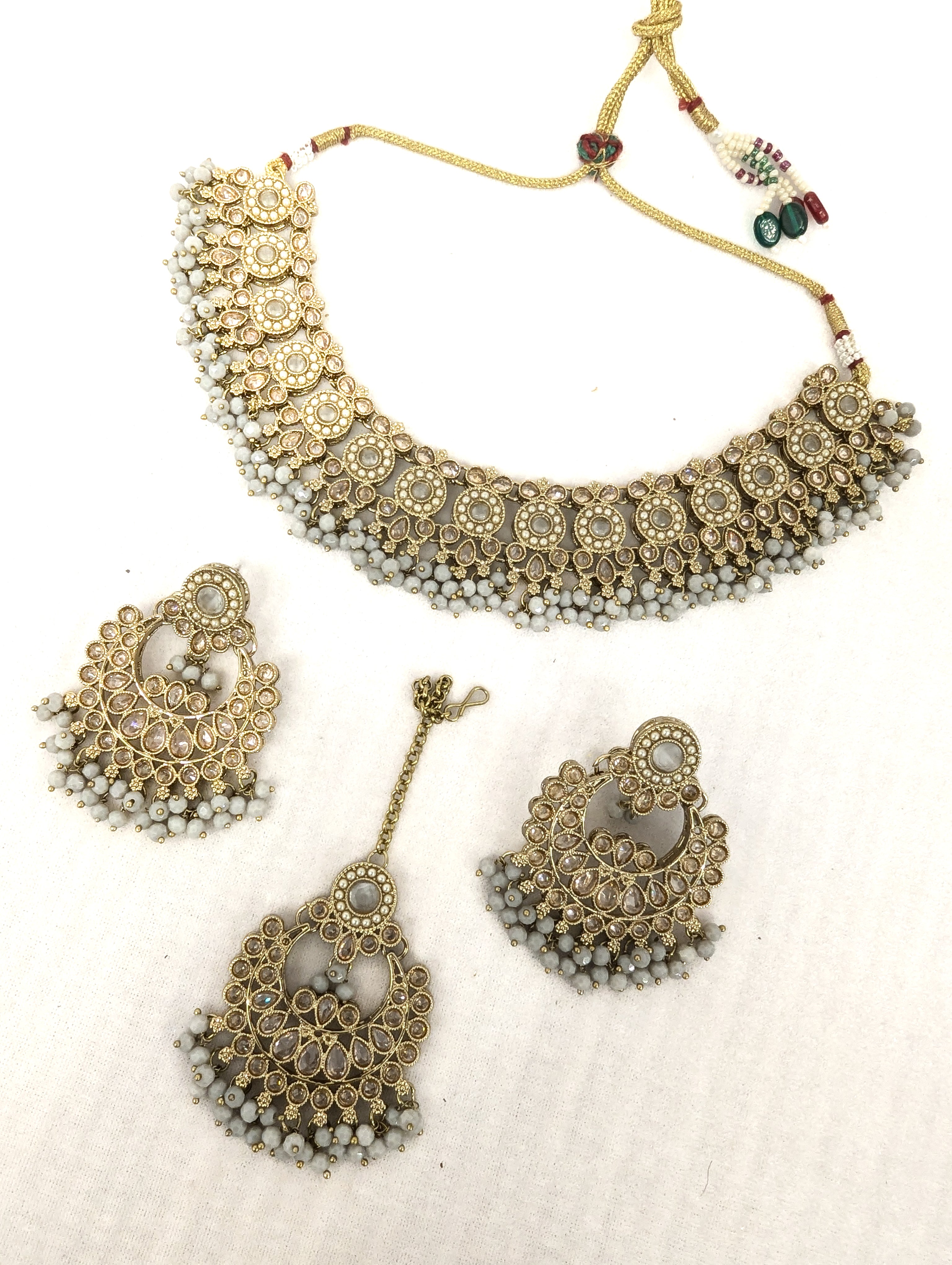 LAVANYA POLKI Full Set Jewelry - Traditional Indian Kundan Necklace, Earrings & Bracelet Set for Weddings, Parties & Festive Occasions