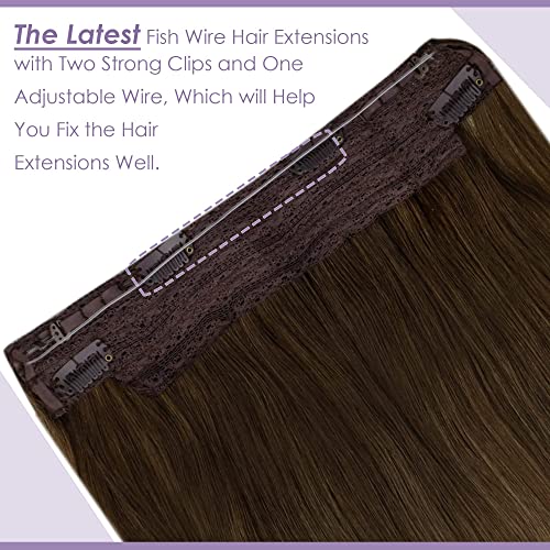 Premium Fish Line Halo Hair Extensions with Invisible Clips - Seamless 100% Human Hair Extensions for Length & Volume - Perfect for Weddings, Parties & Daily Styling