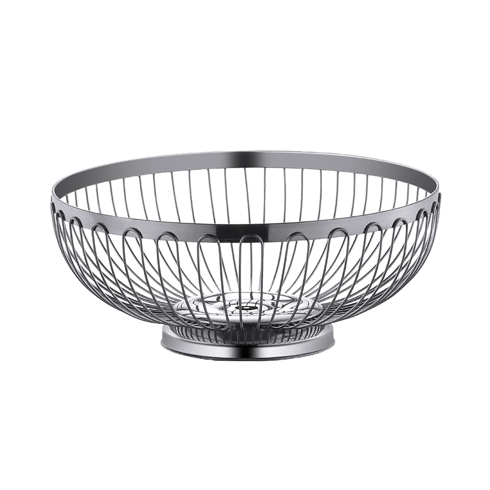 Premium Stainless Steel Large Fruit Basket with Drain Holes - Modern Kitchen & Dining Room Decor, Fruit & Snack Storage Organizer for Countertop, Living Room, Office - Rustproof & Durable Design