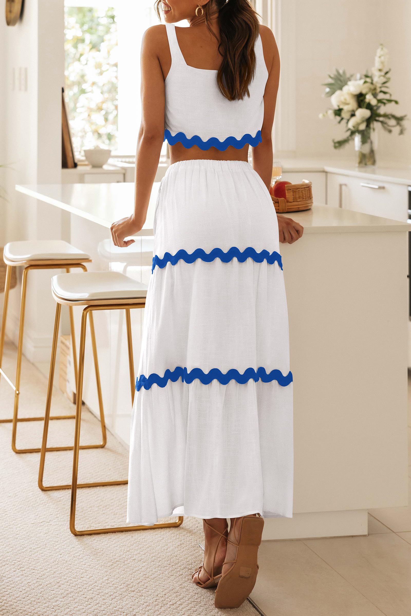 PRETTYGARDEN Women's 2 Piece Summer Outfit - Sleeveless Cropped Tank Top & High Waisted Maxi Skirt Set | Beachwear, Vacation Outfit, Casual Summer Dress for Women | Perfect for Beach Trips, Pool Parties & Tropical Vacations