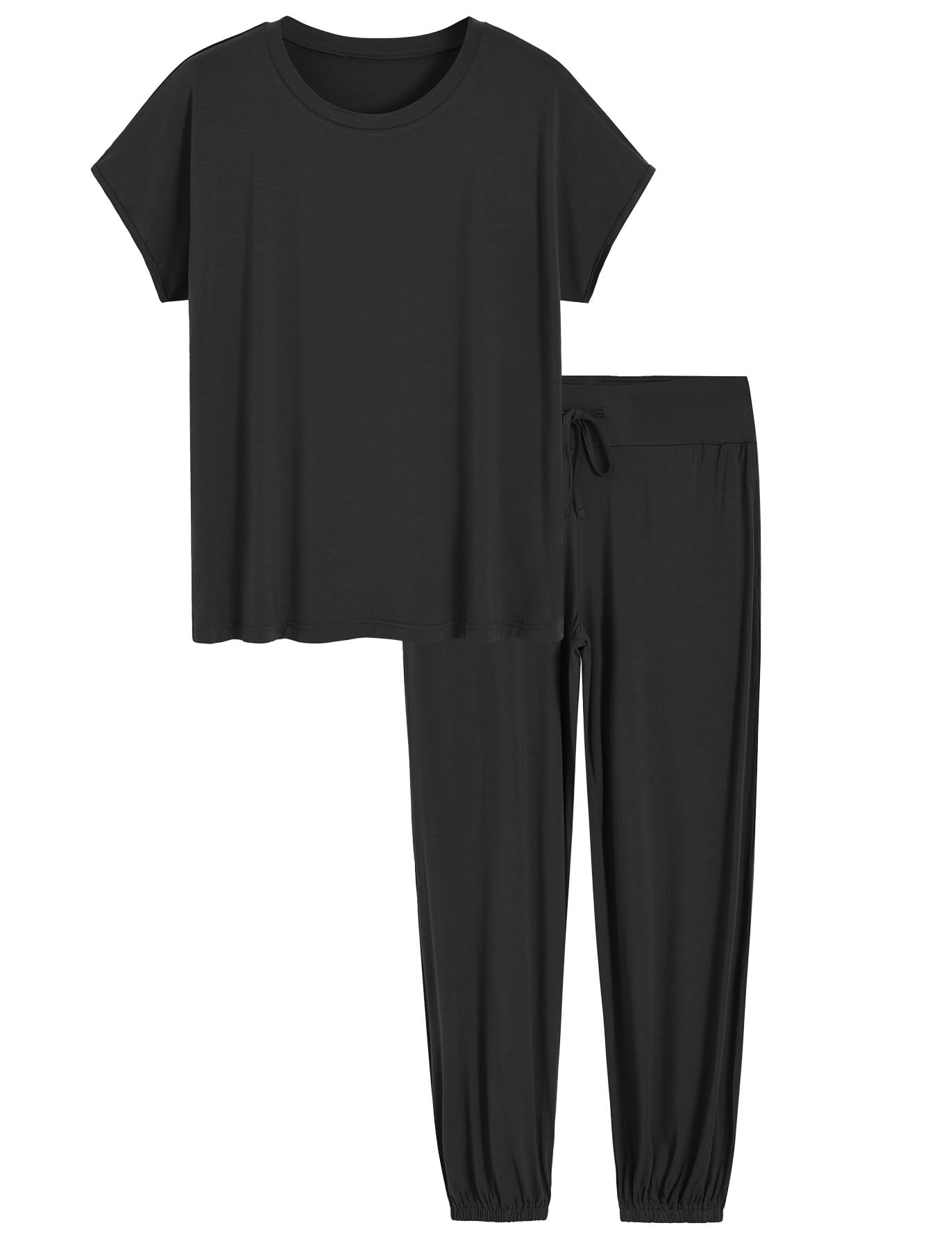 Women's Viscose Palazzo Pants & Top Lounge Set - Soft Comfortable Sleepwear & Loungewear for Home Relaxation, Yoga, and Travel