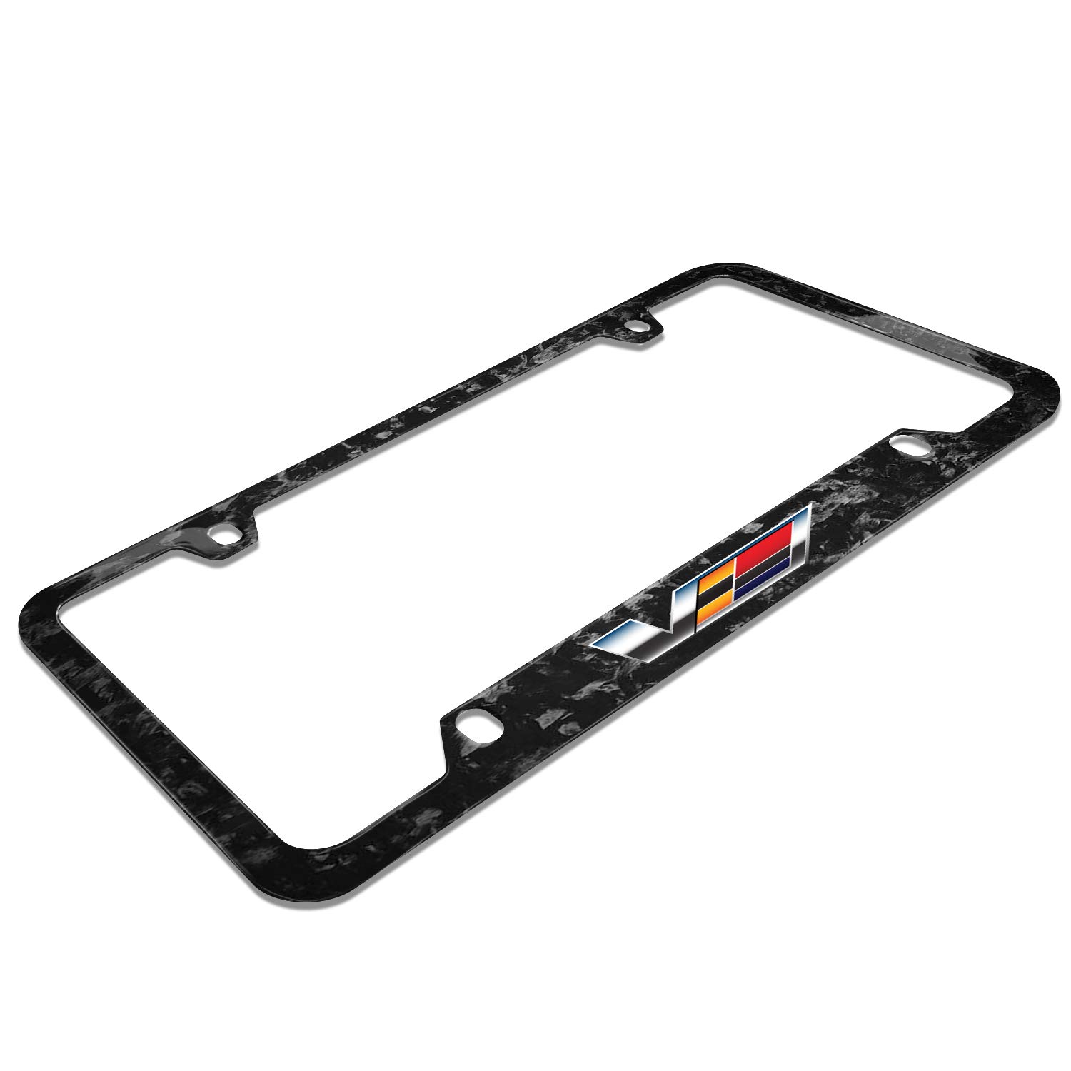 Cadillac V Logo Real Black Forged Carbon Fiber License Plate Frame - Durable & Stylish for All 50 States - Perfect for CTS, ATS, Escalade & More