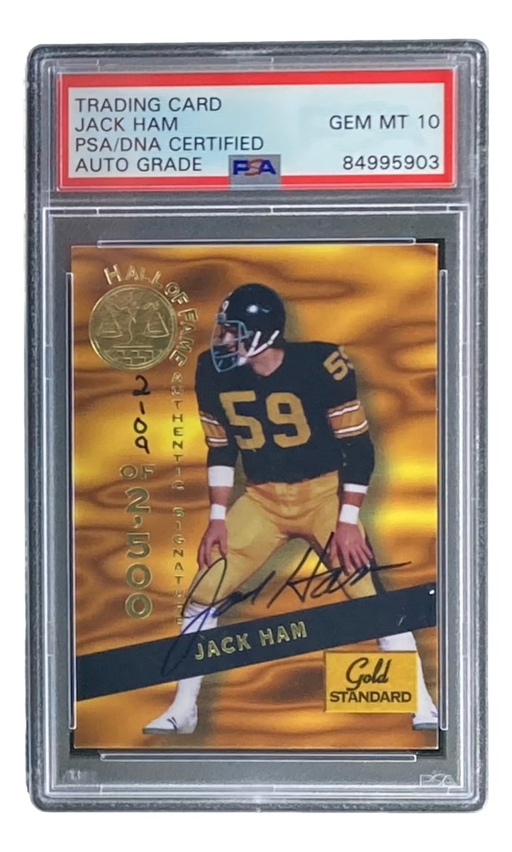 Jack Ham Autographed 1994 Gold Standard #HOF10 Rookie Trading Card - PSA/DNA Certified Gem Mint 10 - Perfect for NFL Memorabilia Collectors & Pittsburgh Steelers Fans Display
