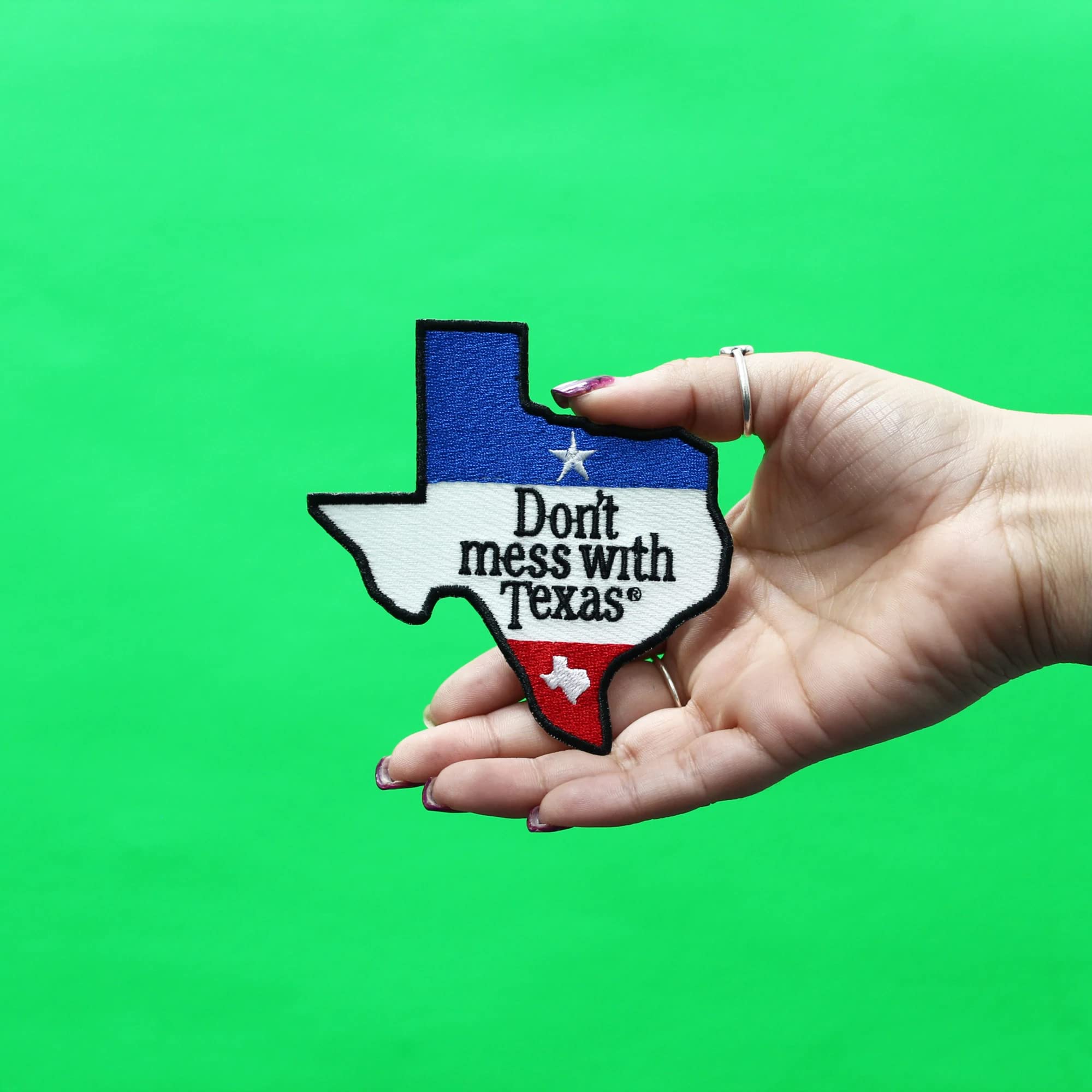Texas State Shape Embroidered Iron On Patch - Don't Mess with Texas Design - Perfect for Jackets, Hats, Bags & DIY Crafts