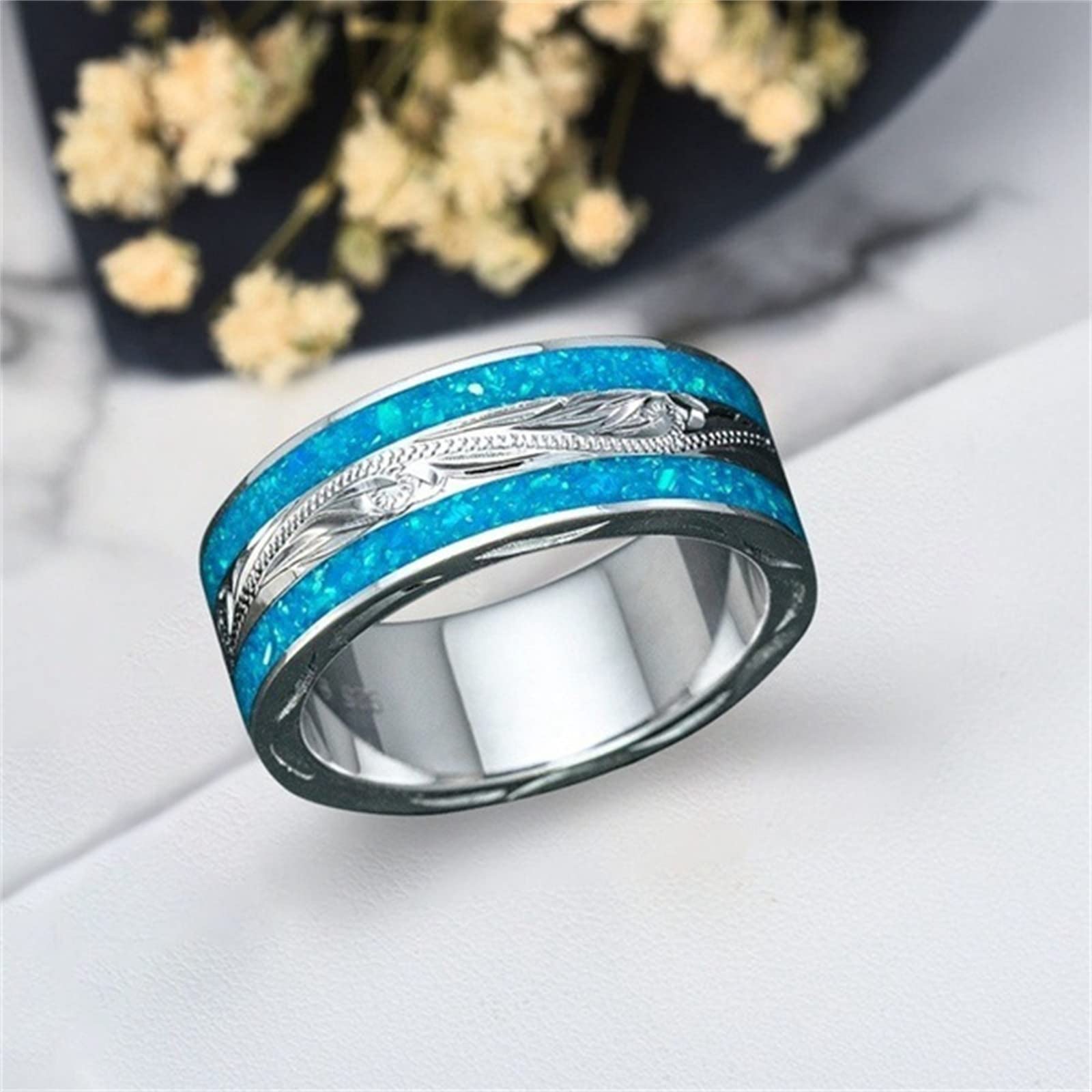Men's Spinner Ring for Anxiety Relief - Trendy Engagement & Wedding Band Jewelry for Men & Women, Size 6-10 (Silver, 6) - Perfect for Stress Relief, Focus & Everyday Wear