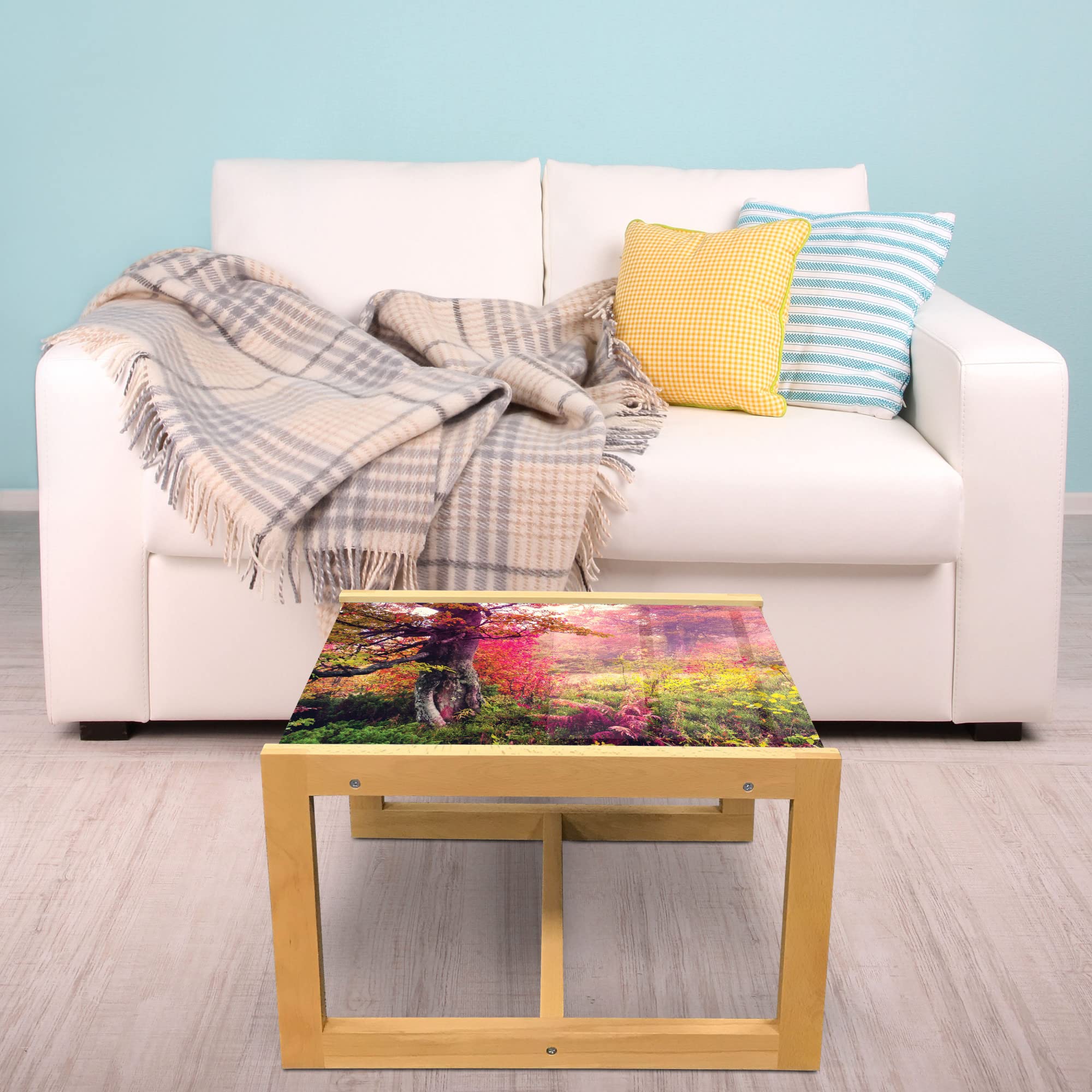 Ambesonne Forest Coffee Table - Autumn Trees Woodland Design for Office & Dorm Decor