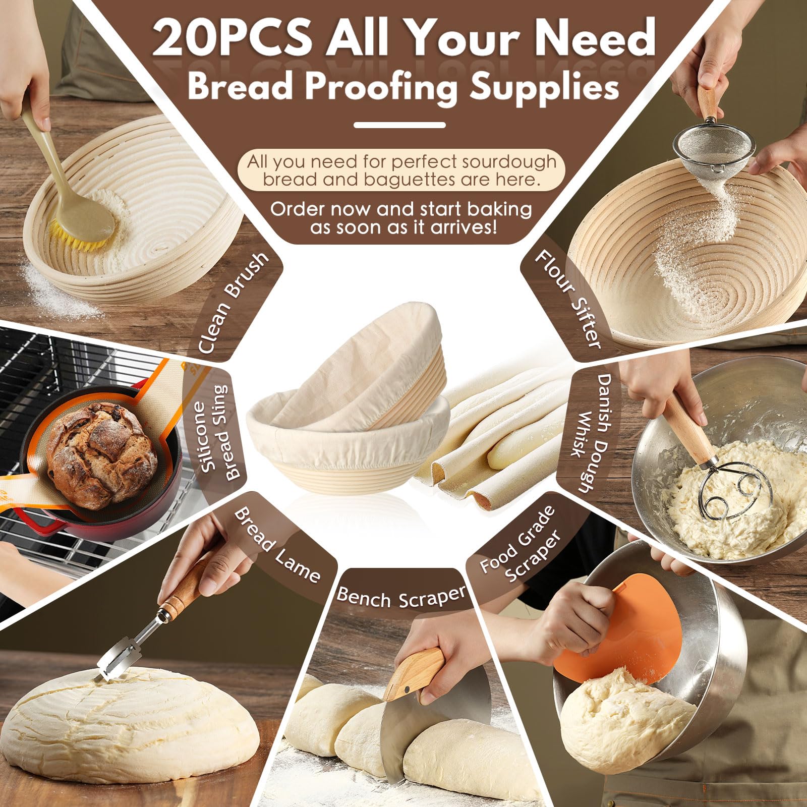 Banneton Bread Proofing Basket Set of 2 - 10