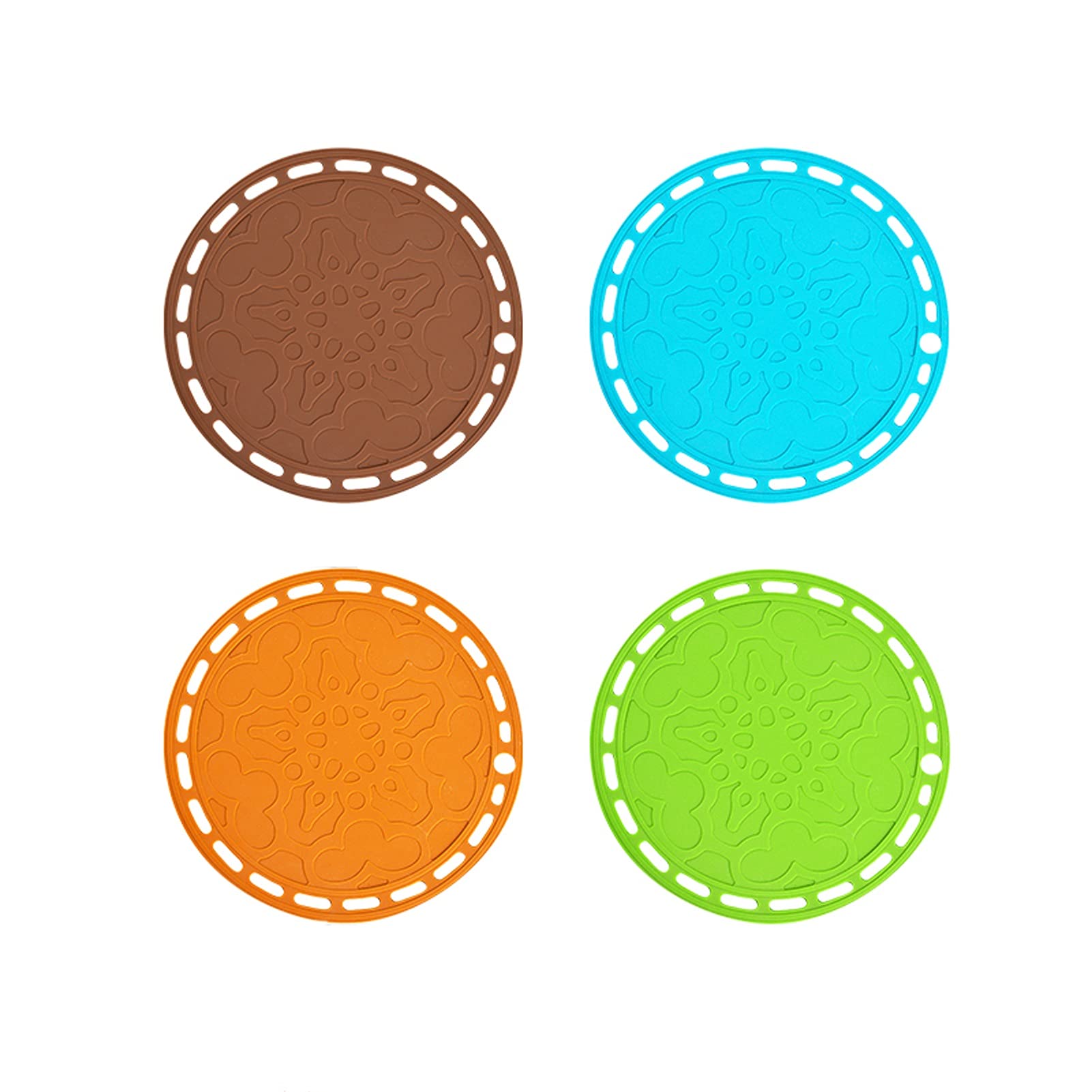 Premium Silicone Drink Coasters - 4-Pack Round Heat-Resistant Coasters for Coffee, Mugs & Glasses - Protect Tables & Furniture from Stains & Heat - Perfect for Home, Office & Restaurants