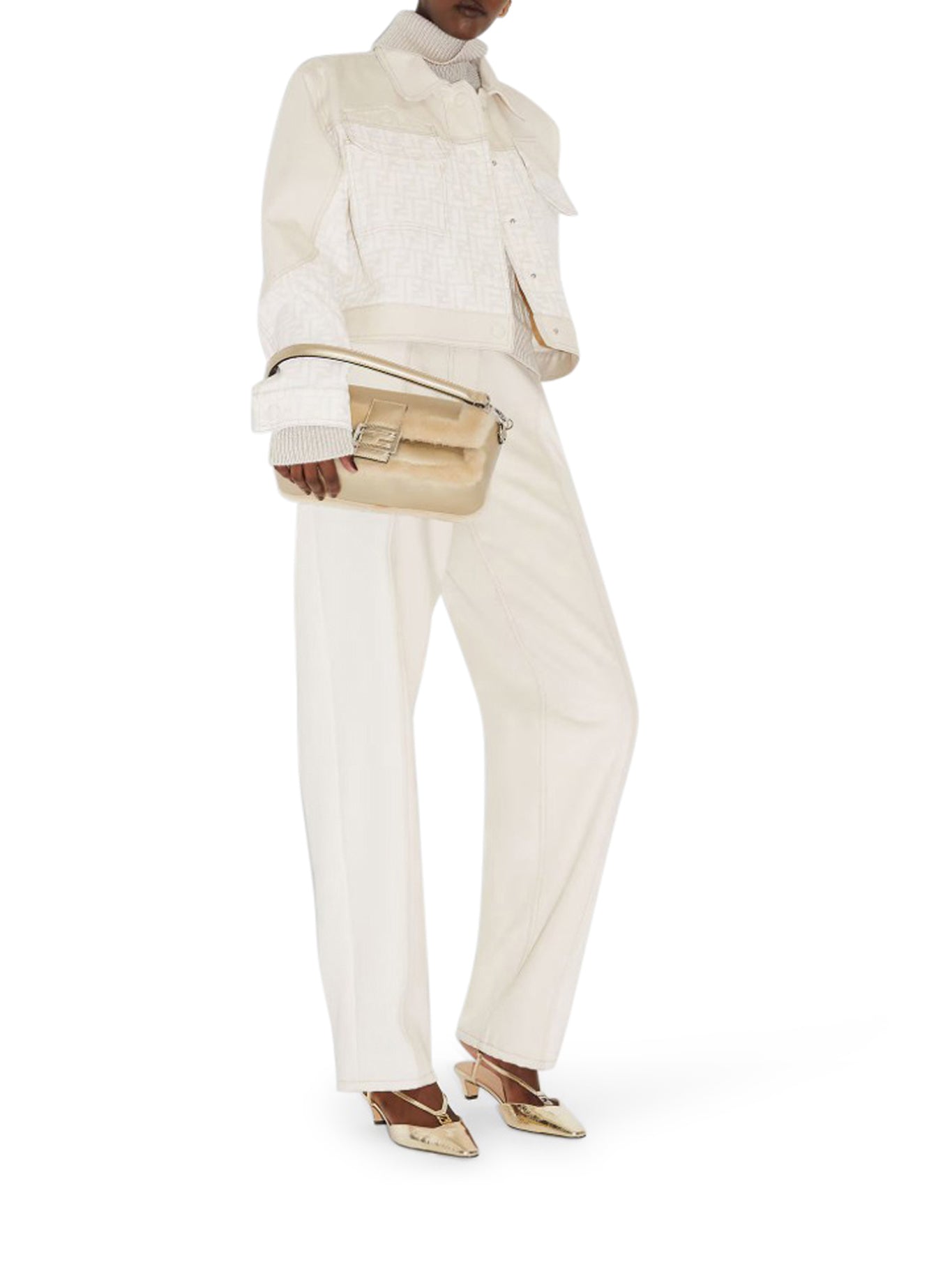 FF White Denim Blouson Jacket - Stylish Women's Casual Outerwear for Spring & Fall | Perfect for Streetwear, Date Nights & Weekend Outings