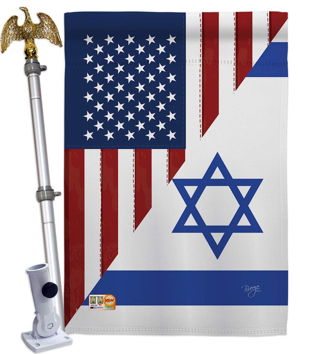 Israel US Friendship House Flag Set 28x40 with Pole - Outdoor Decor