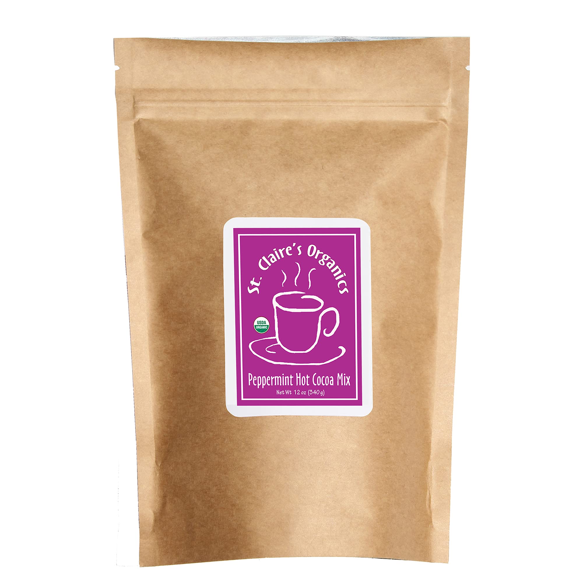 Organic Gourmet Hot Cocoa Mix - Peppermint Flavor (12oz Bag, 20 Servings) | Allergen-Free, Vegan, Non-GMO, Gluten-Free | Made in USA | Perfect for Holiday Gifts, Cozy Winter Nights & Hot Chocolate Lovers