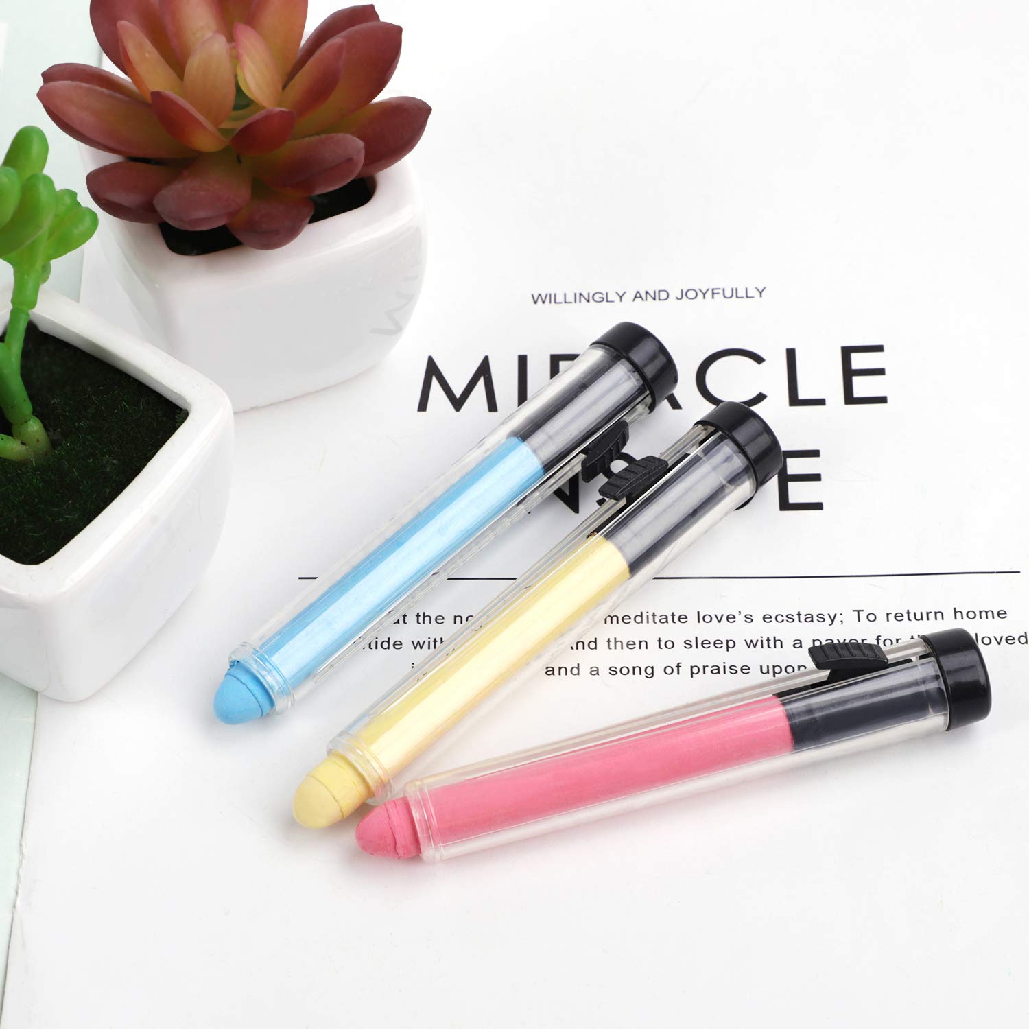**Starsouce Dustless Twistable Non-Toxic Colored Chalk - 1.0mm Fine Tip for Whiteboard, Blackboard, Kids Drawing & Writing - 6 Pack Push-Out Clear Tube (Perfect for Classrooms, Home Art & Office Use)**