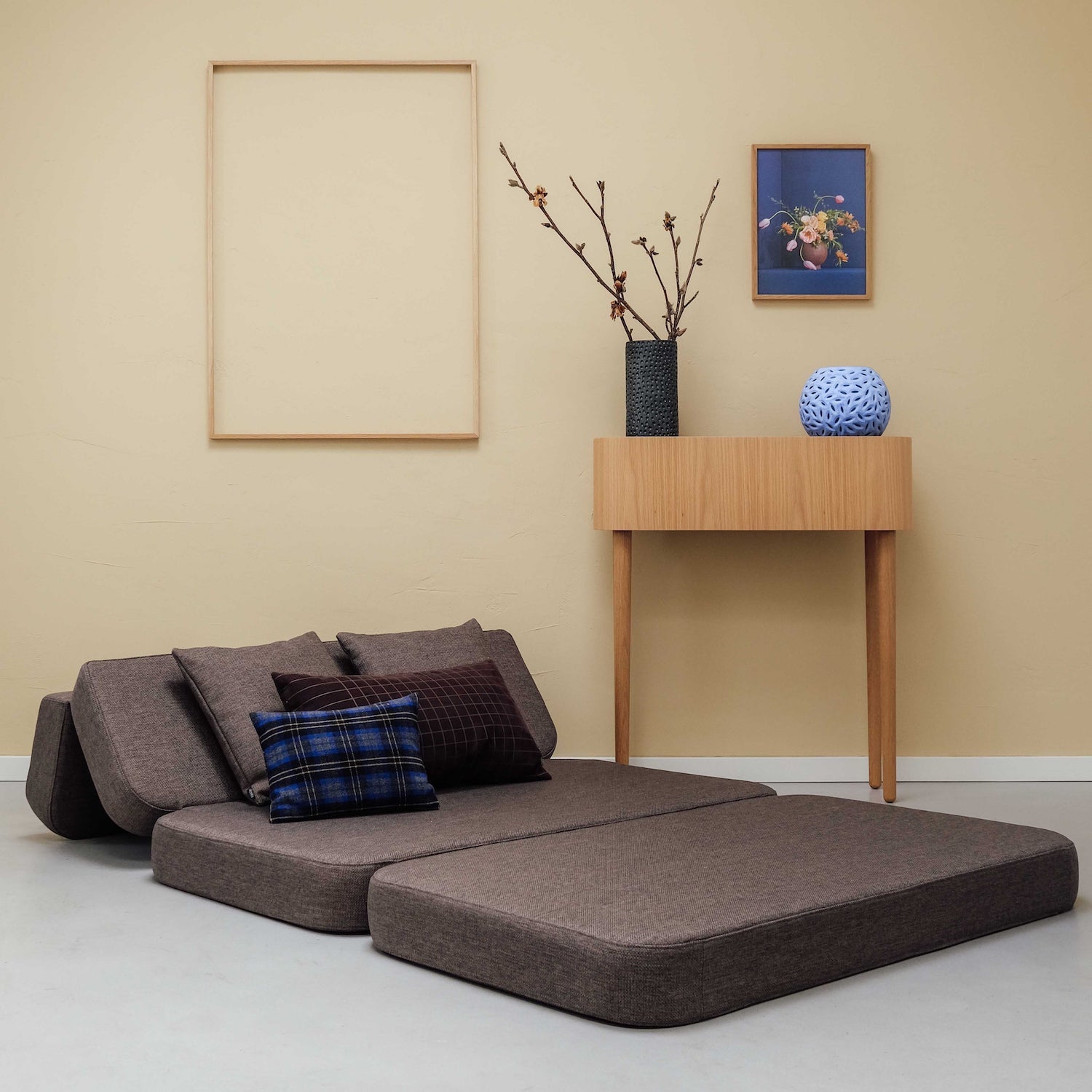 KlipKlap KK 3 Fold Sofa Bed - Blue Grey with Grey Accents - 36x120x70cm Convertible Guest Bed - Perfect for Small Spaces & Overnight Guests (Pre-Order, Est. Delivery 2-4 Weeks)