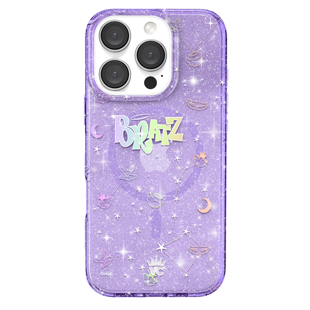 Bratz Celestial Glitter iPhone Case - Trendy Protective Phone Cover for iPhone 13/14/15 - Sparkly Glam Design for Girls & Teens - Perfect for School, Parties & Everyday Use