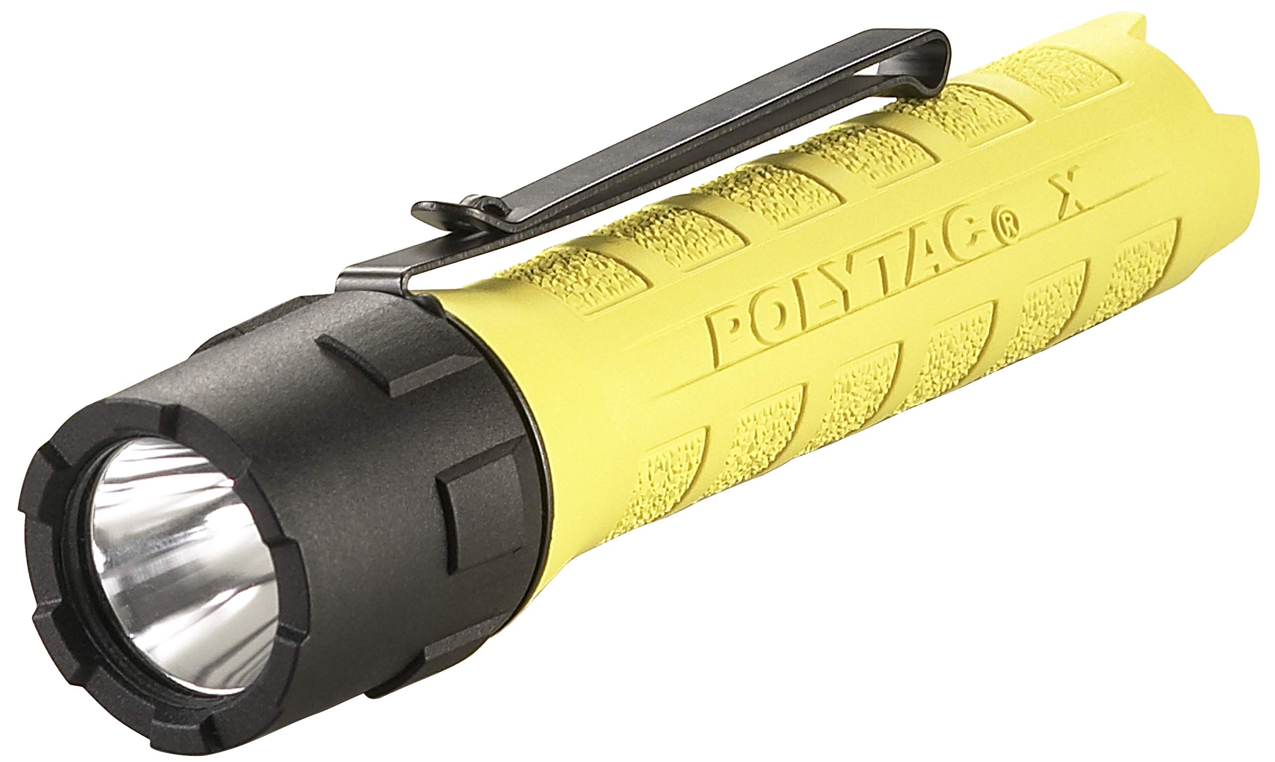 Streamlight 88604 PolyTac X LED Flashlight - 600 Lumens with 2 CR123A Lithium Batteries - Yellow Tactical Light for Camping, Hiking & Emergency Use
