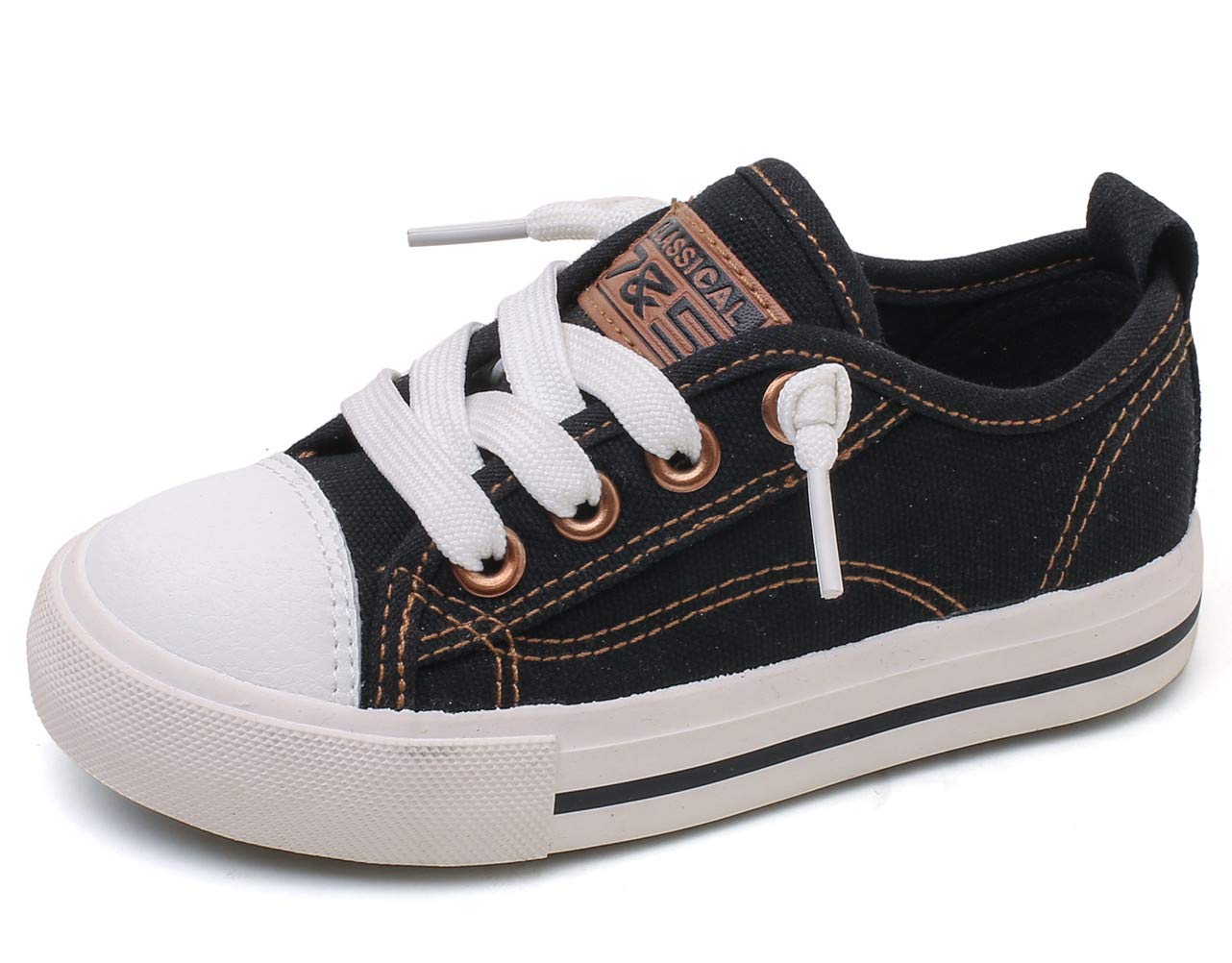 DADAWEN Kids' Adjustable Slip-On Canvas Sneakers for Boys & Girls - Comfortable Casual Shoes for Toddler, Little Kid & Big Kid - Perfect for School, Playground & Daily Wear
