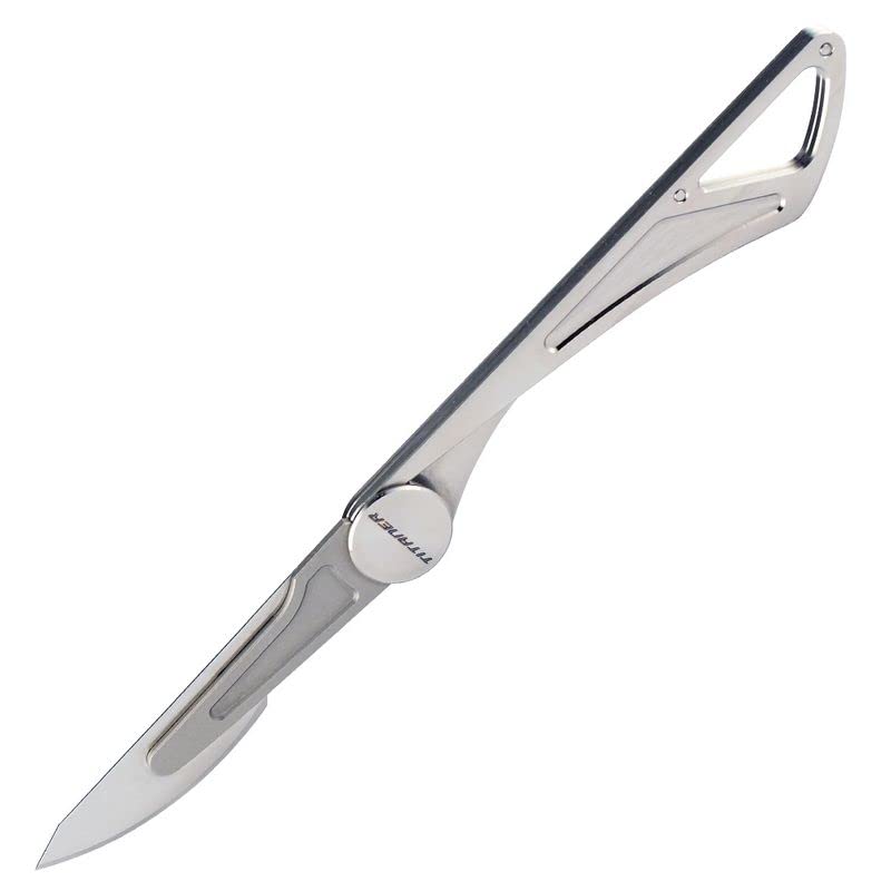 TITANER Dragonfly Titanium Folding Scalpel Knife - Portable Pocket Knife with 24# Standard Surgical Blade (Cicada) - Perfect for Camping, Hiking, First Aid & Outdoor Survival