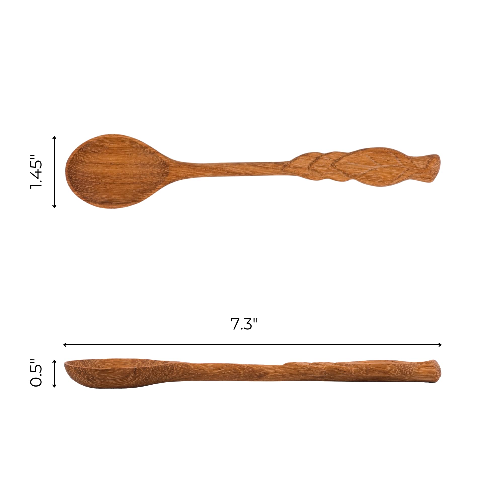 JABIHOME Handmade Wooden Spoon with Leaf Handle - Natural Wooden Kitchen Utensil for Cooking, Serving & Eating - Perfect Gift for Mom, Women, Hostess & Easter - Ideal for Home, Kitchen & Dining Use