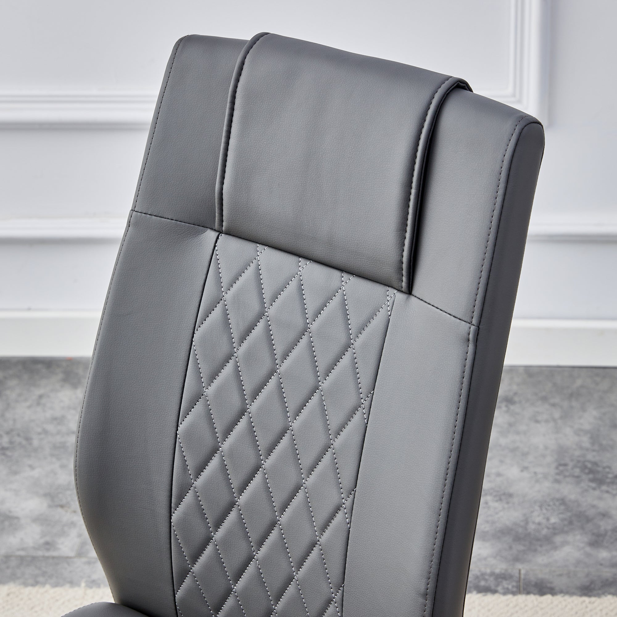 Stylish Faux Leather Cushioned Chairs with Metal Legs - Set of 6 (Gray PU Leather) for Living Room, Kitchen, Bedroom & Dining Room - Perfect for Home Decor & Guest Seating