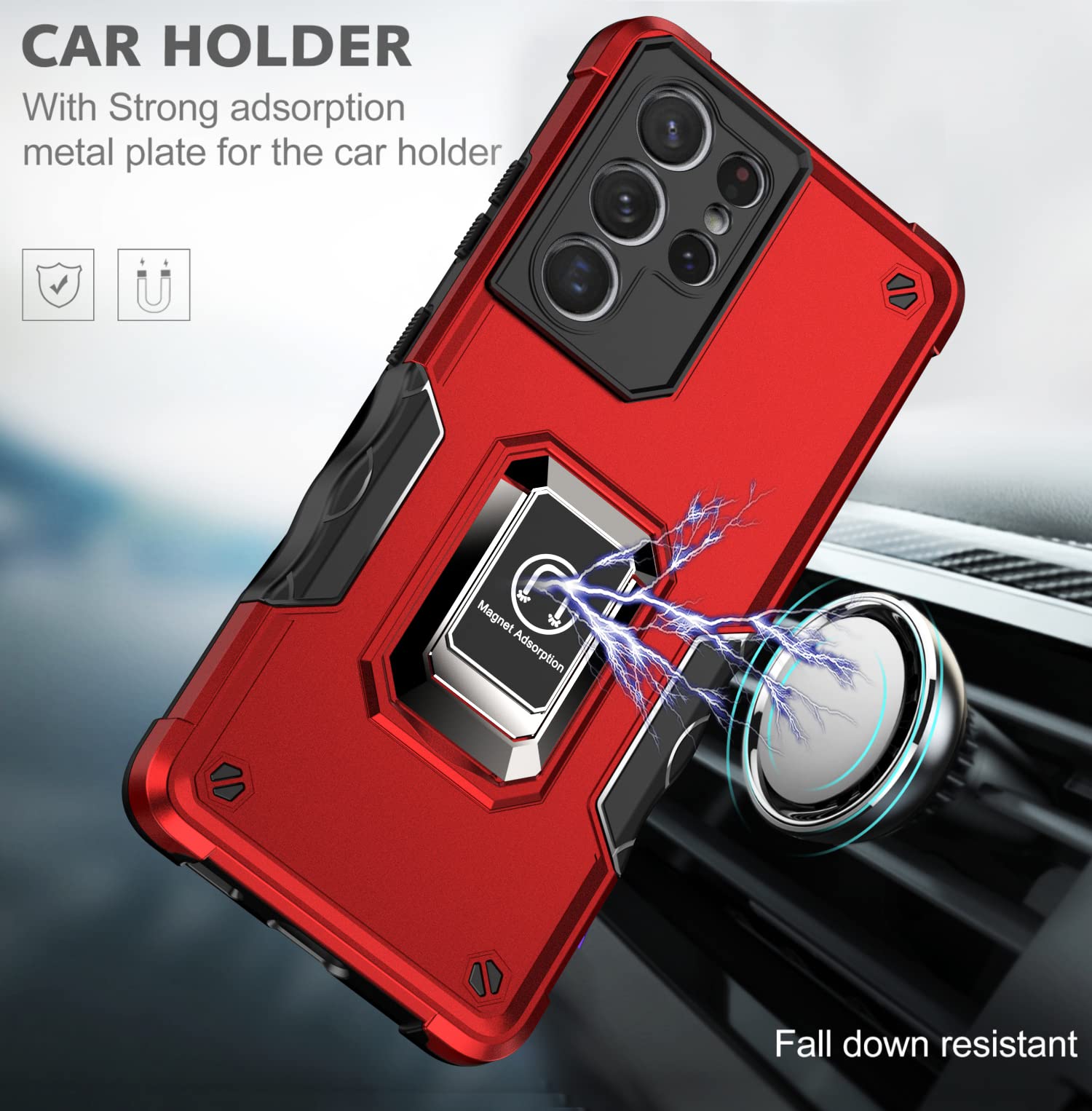 Premium Samsung Galaxy S21 Ultra Case with Swivel Kickstand & Camera Cover - Military Drop-Tested, Lens Protection, Rose Gold - Perfect for Work, Travel, and Everyday Use