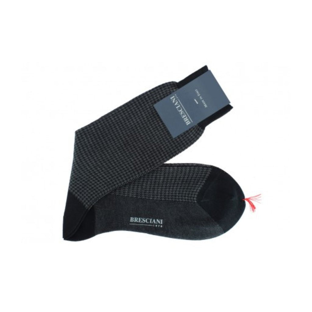 BRESCIANI Jacquard Cotton Socks for Men - Breathable Grey Dress Socks - Perfect for Business, Office & Formal Occasions