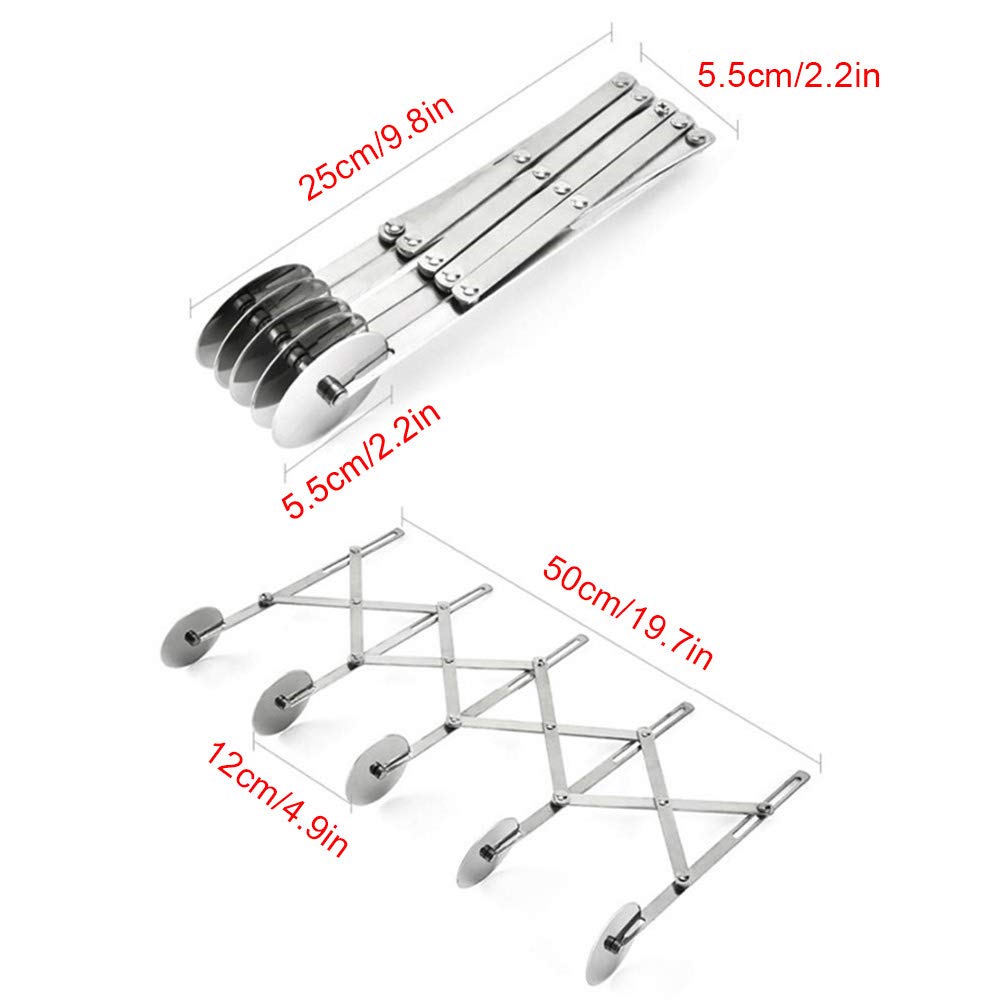 5-Wheel Stainless Steel Pastry Cutter & Pizza Slicer - Expandable Multi-Round Dough Divider for Baking, Cookies, Pies - Perfect for Home Kitchens & Professional Bakeries
