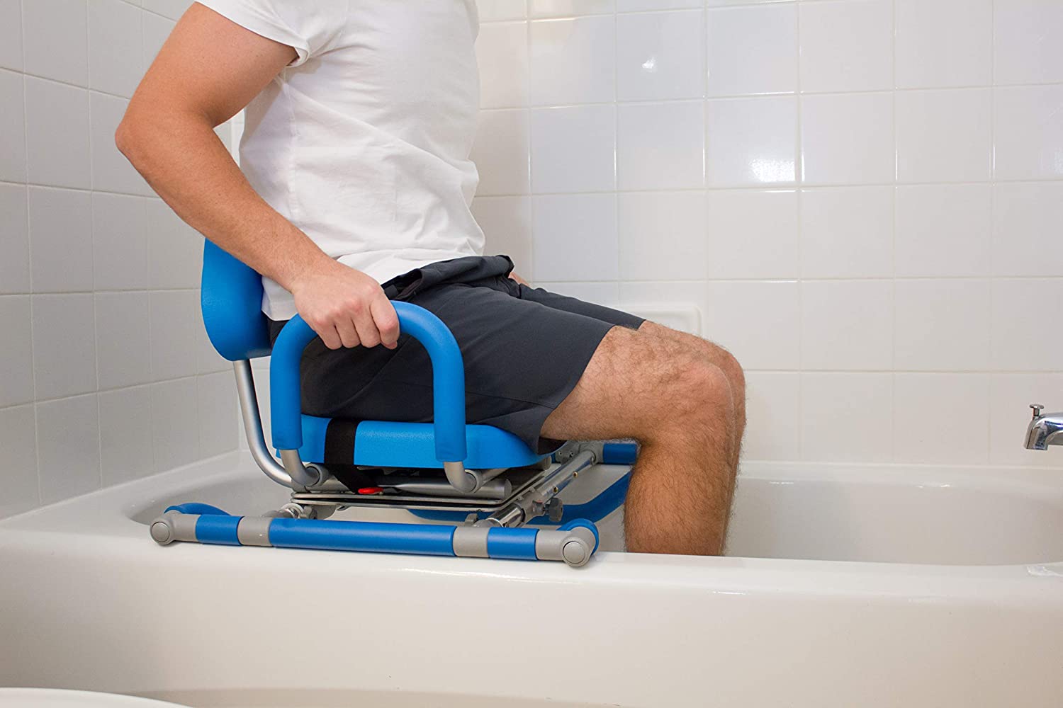 HydroSlide Sliding Bath Chair with Swivel Seat - Adjustable Shower Chair for Elderly & Disabled - Non-Slip Bathroom Safety Seat for Seniors, Handicap & Post-Surgery Recovery (Ideal for Bathing, Showering & Mobility Assistance)