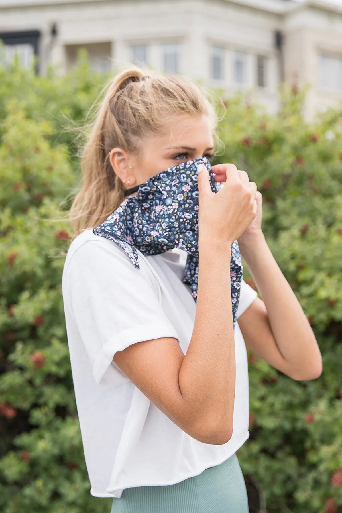 Floral Navy Bandana - Stylish Cotton Bandana for Women & Men - Perfect for Fashion Accessories, Headbands, Hair Ties, and Outdoor Activities