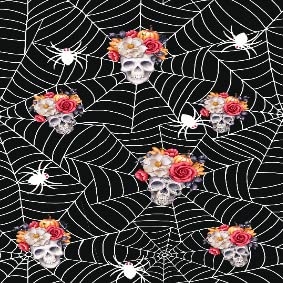 Halloween Spiderweb Rose Skeleton