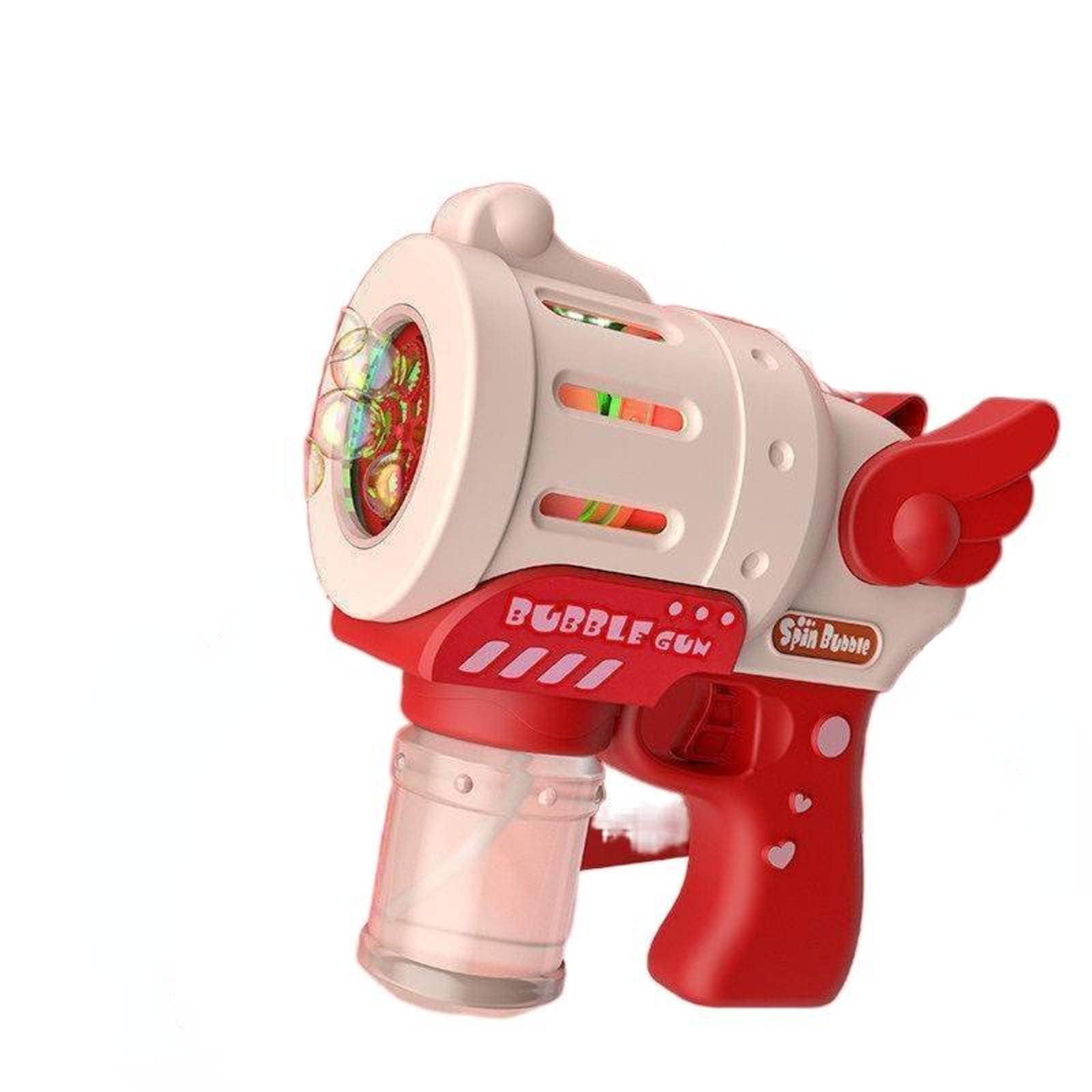 10-Hole Angel Bubble Gun with LED Lights - Automatic Bubble Blower Machine, 360° Leak-Proof Design for Kids Outdoor Play, Summer Backyard Party, Birthday & Garden Fun (Pink)