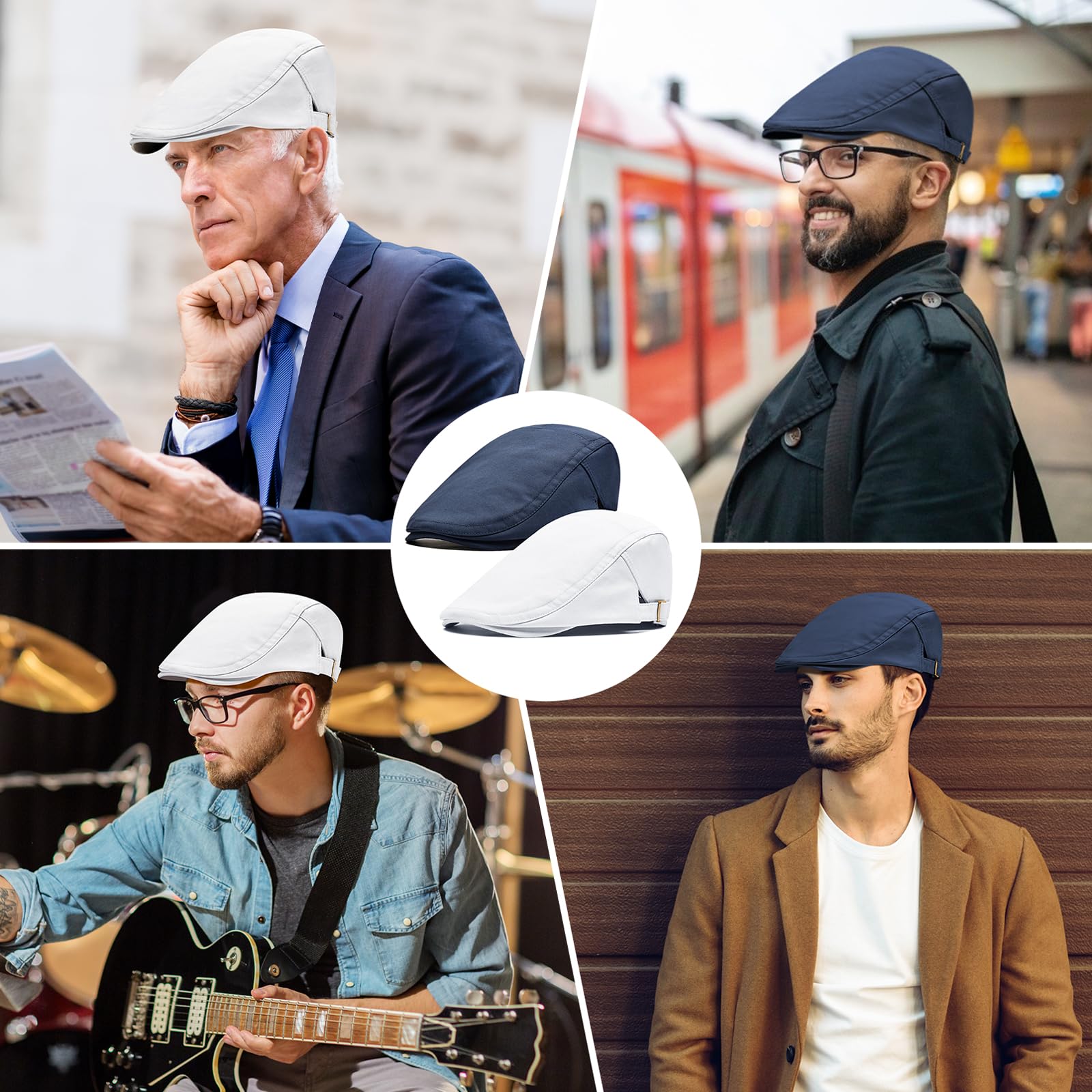 Men's Newsboy Cap - Adjustable Flat Irish Hat for Driving, Hunting, Golf & Outdoor Sports | Breathable Cabbie Ivy Cap for Casual & Active Wear