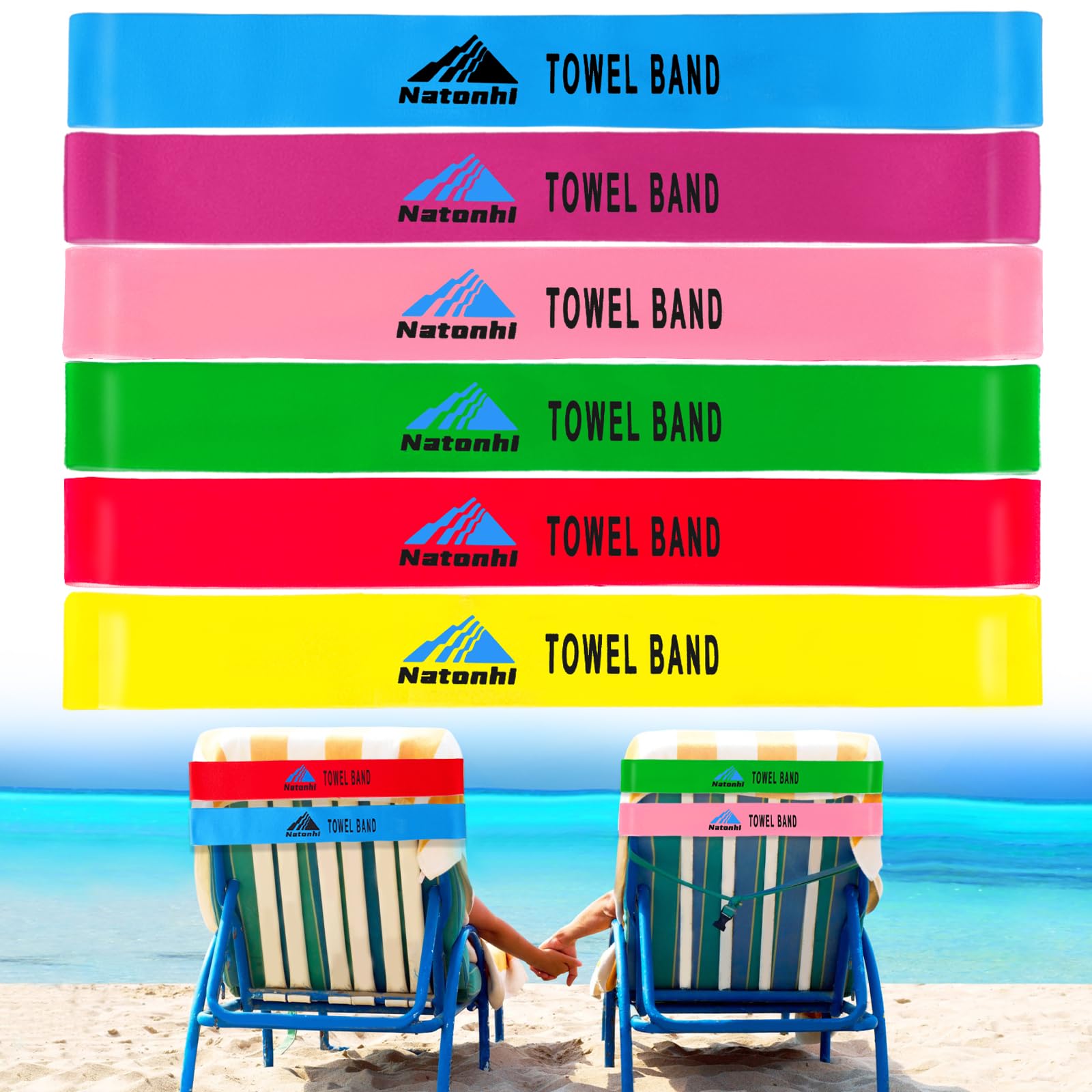 Natonhi 6 Pack Extra Durable Towel Clips for Chairs - No Snapping, Non-Slip Beach Pool Chair Clips for Cruise, Resort & Vacation Essentials - Perfect for Sunbathing, Lounging & Keeping Towels Secure