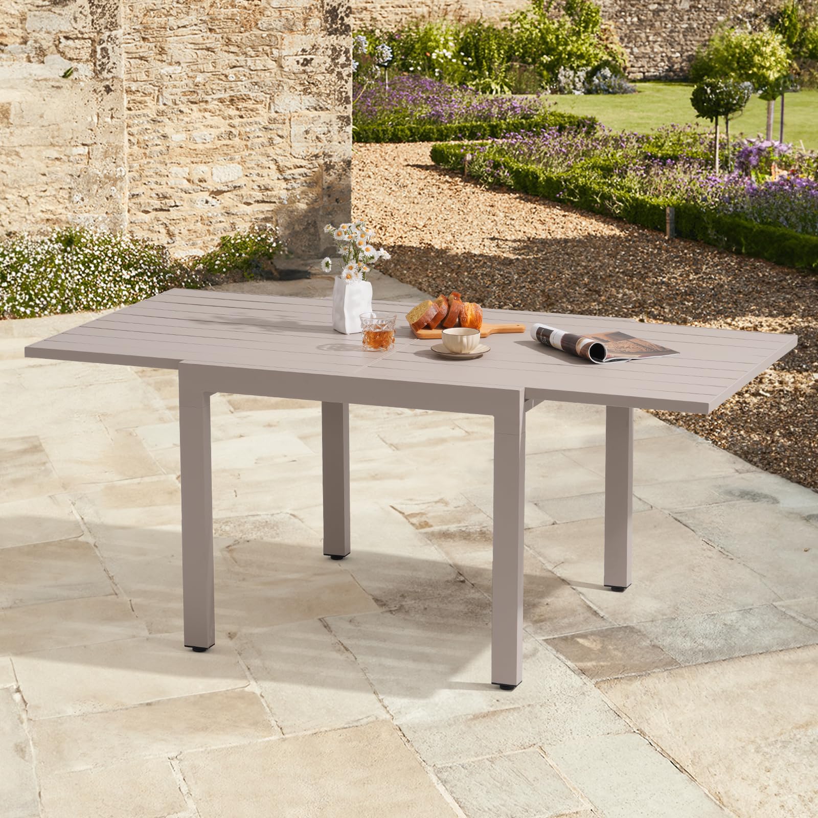 Soleil Jardin Extendable Aluminum Patio Dining Table 35