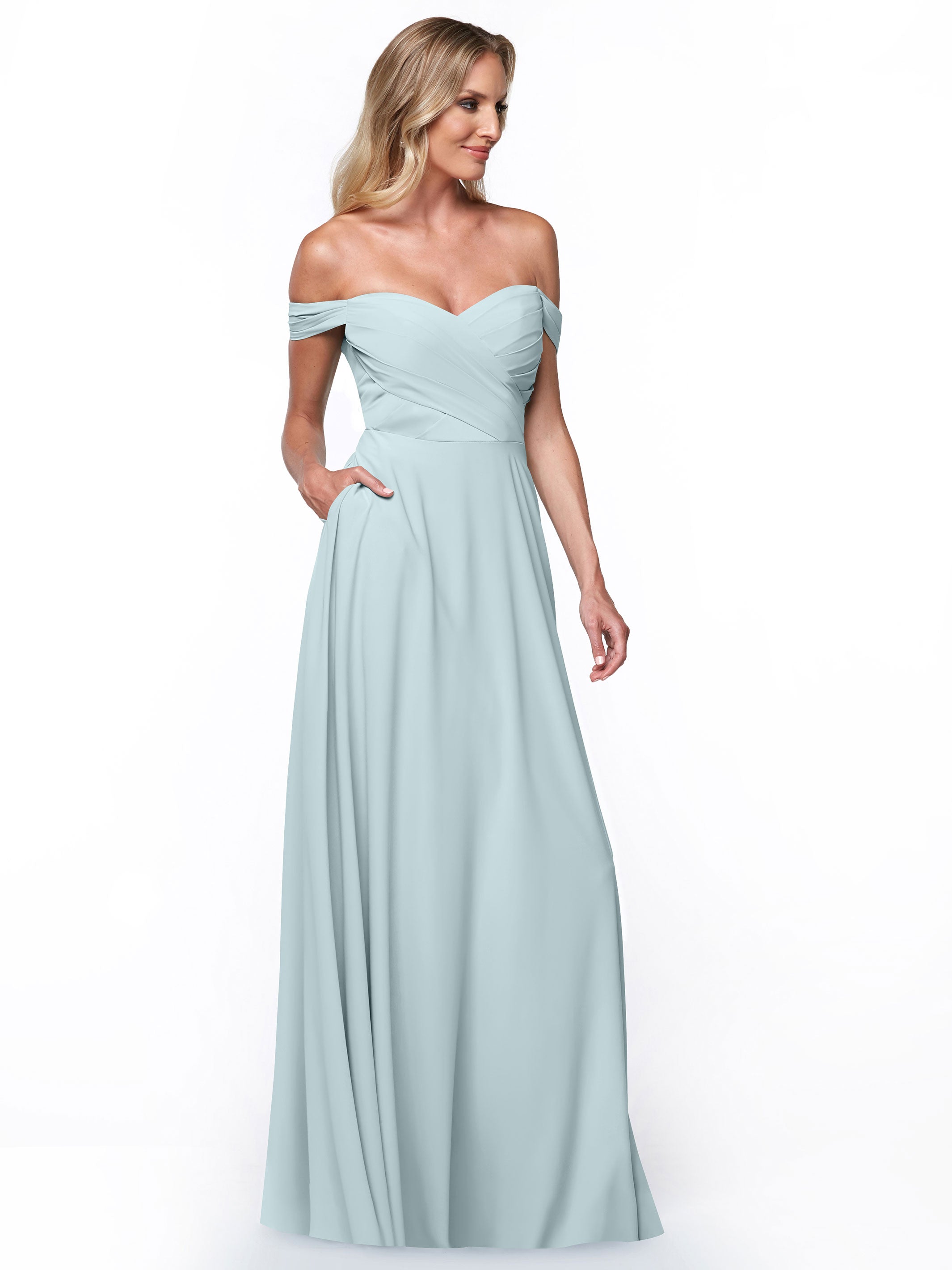 Elegant 83018 Stretch Chiffon Bridesmaid Dress with Pleated Sweetheart Neckline - Perfect for Weddings, Formal Events & Special Occasions