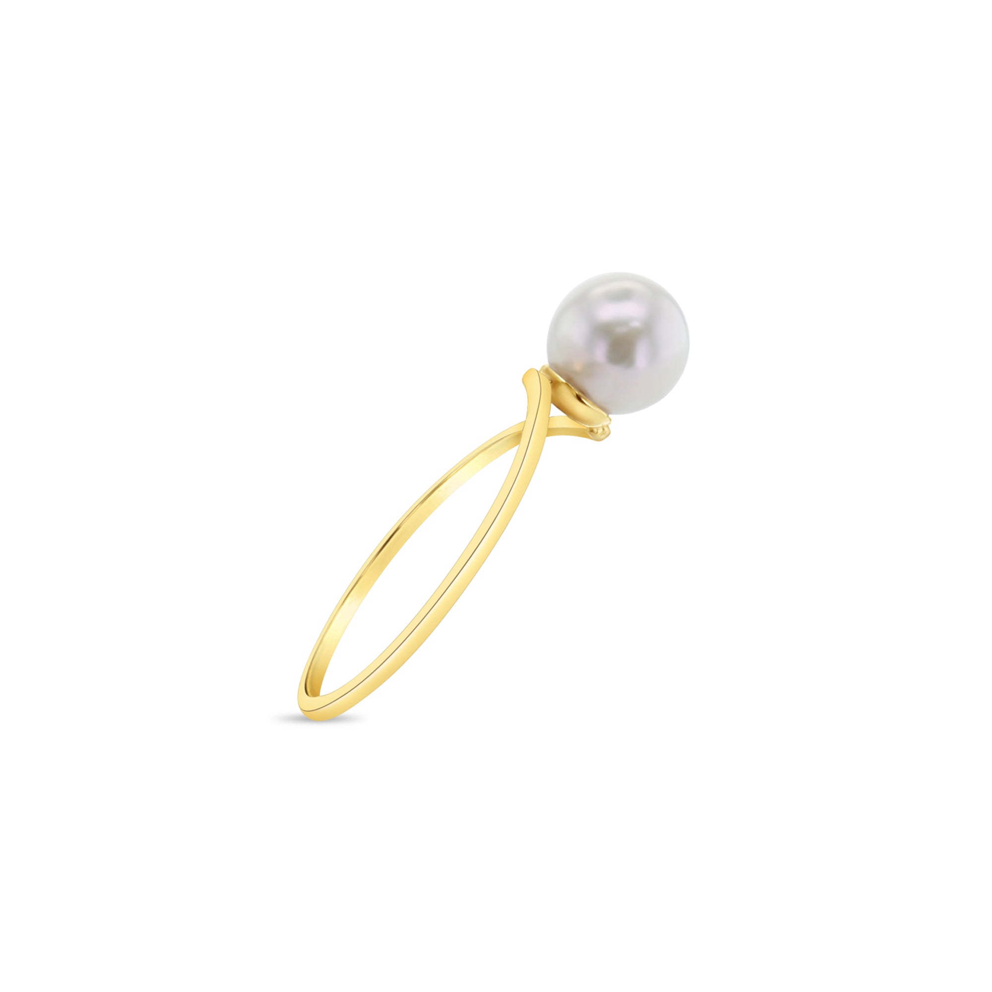 6MM Solitaire Cultured Pearl Ring in 14K Yellow Gold - Elegant Jewelry for Weddings, Anniversaries & Special Occasions