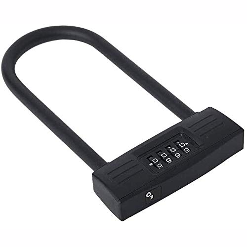 Heavy Duty Blacklight Bike U Lock with 5-Digit Resettable Combination & Coiling Cable - Secure Anti-Theft Bicycle Lock for Road & Mountain Bikes - Perfect for Urban Commuting & Outdoor Cycling