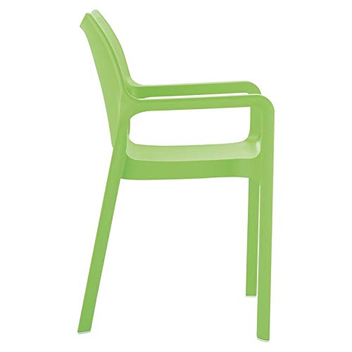 Compamia Diva Resin Outdoor Patio Dining Arm Chair Set of 4 - Tropical Green Weather-Resistant Garden Chairs for Poolside, Backyard, and Restaurant Seating