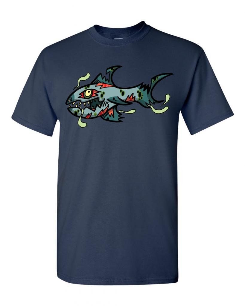 Zombie Shark Undead Animals Graphic T-Shirt for Men & Women - Cool Horror Theme Tee for Halloween, Cosplay, and Casual Wear