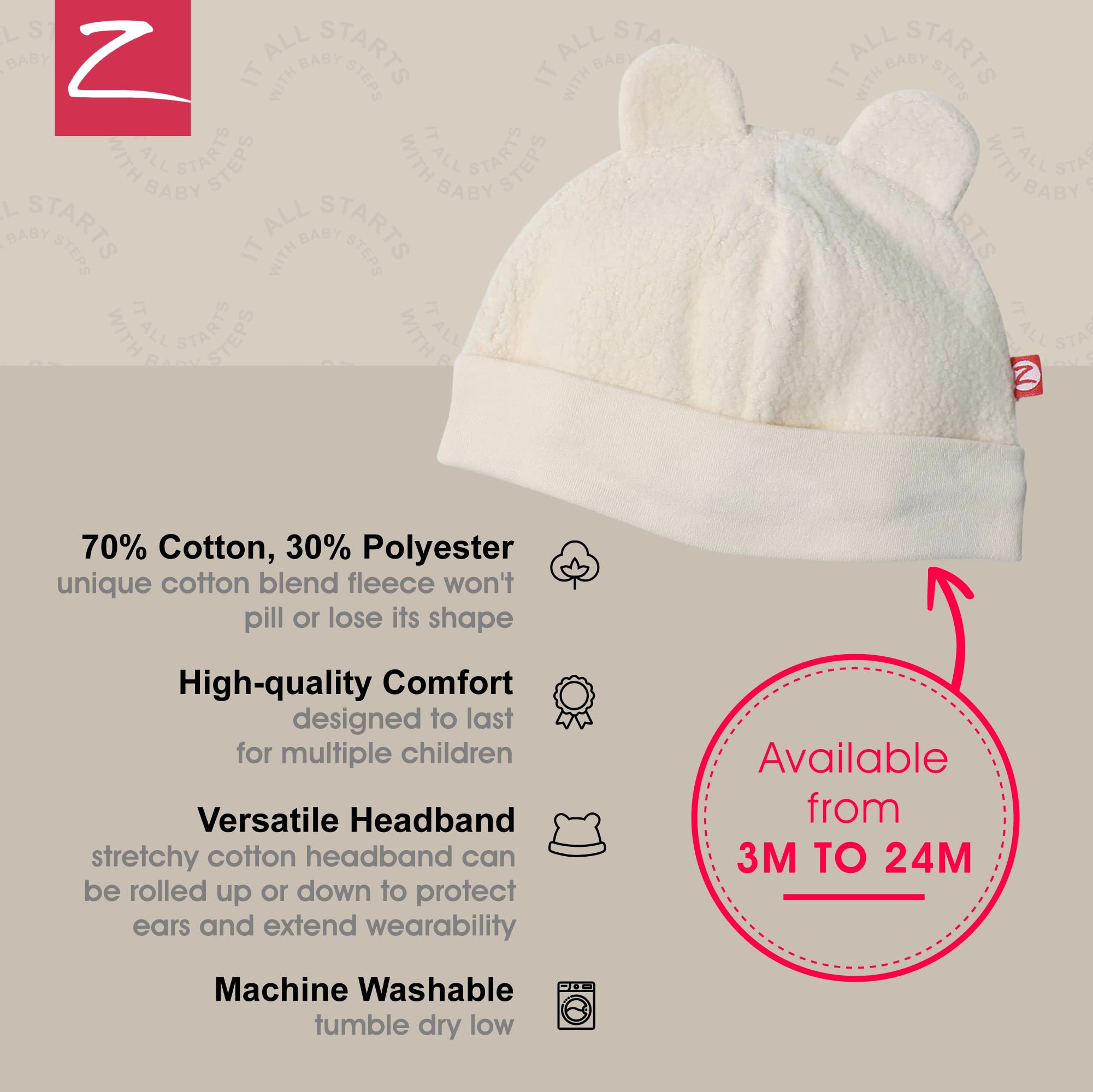 Zutano Unisex Baby Fleece Hat - Warm Winter Infant Cap for Boys & Girls | Soft Cold-Weather Baby Accessory | Perfect for Outdoor Play, Stroller Walks & Snowy Adventures