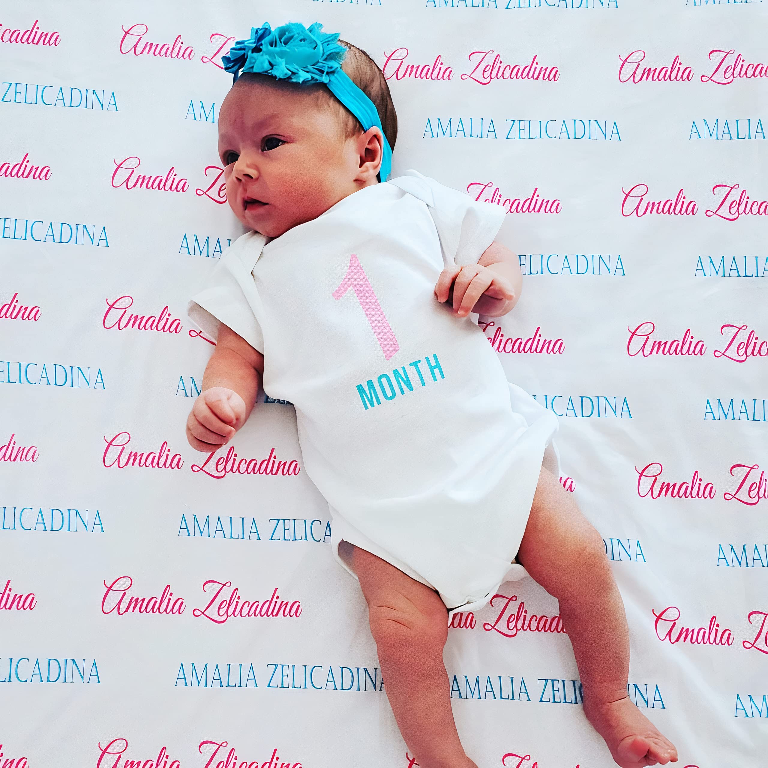 Cute Personalized Baby Blanket with Name - Customized for Newborn, Toddler, and Mama - Soft Baby Name Blanket for Girls, Perfect for Nursery, Stroller, and Cuddle Time