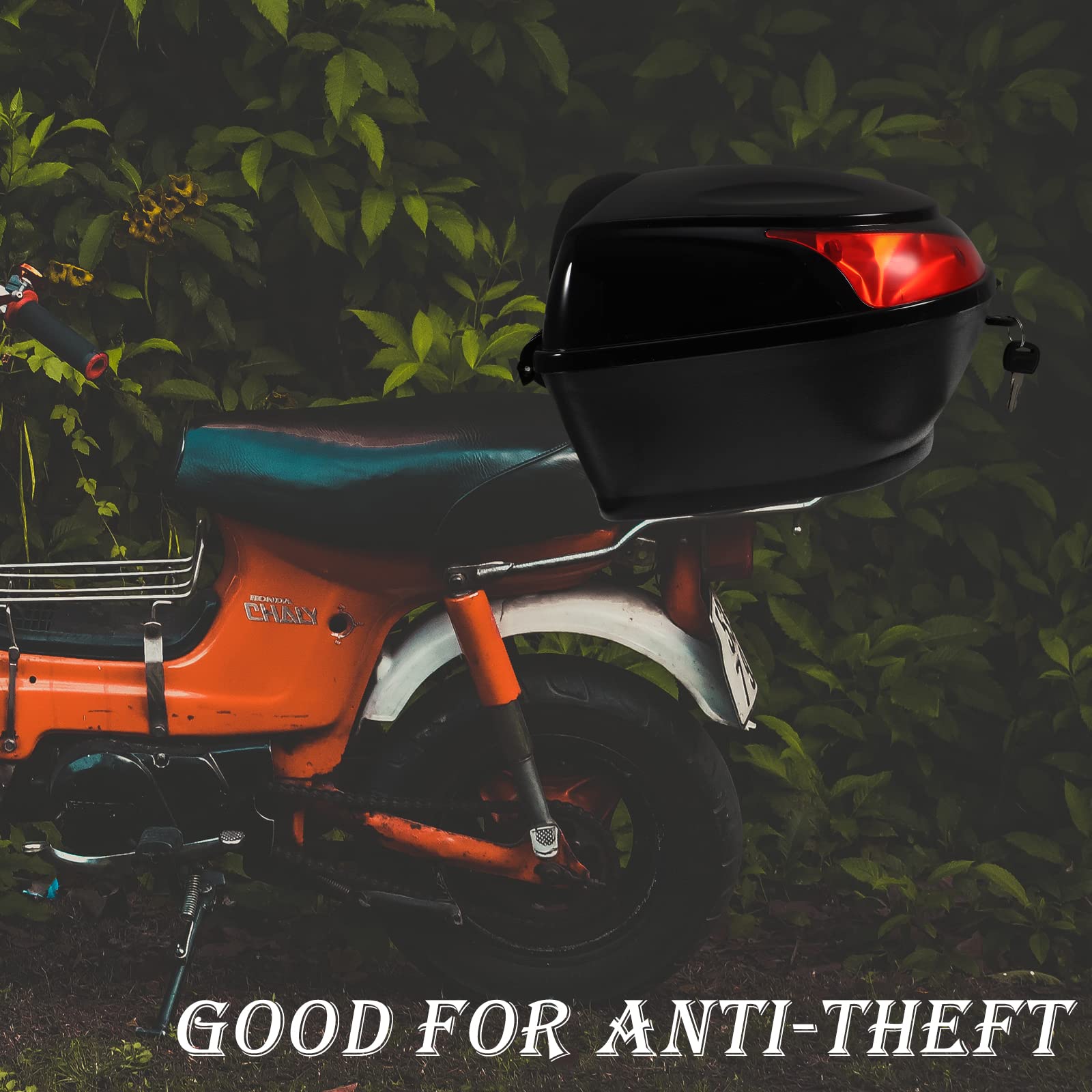 Large Capacity Motorcycle Trunk Lockable Storage Case - Waterproof Top Box Replacement for Scooters & Mopeds - Perfect for Commuting, Touring & Secure Gear Storage