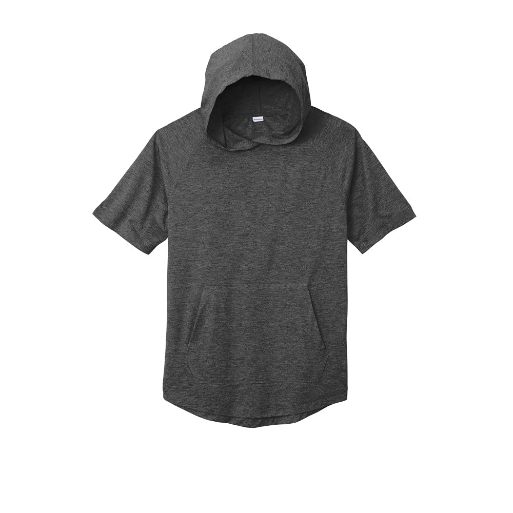 SPORT-TEK PosiCharge TRI-Blend Moisture-Wicking Short Sleeve Hoodie F20 - Lightweight Performance Hoodie for Running, Gym Workouts & Outdoor Activities